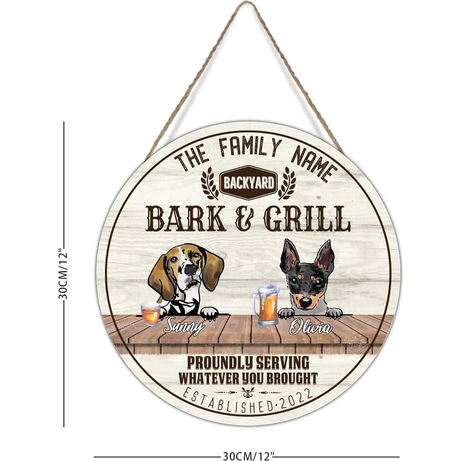 Placa de Madera Personalizada 30x30cm Artois Hound