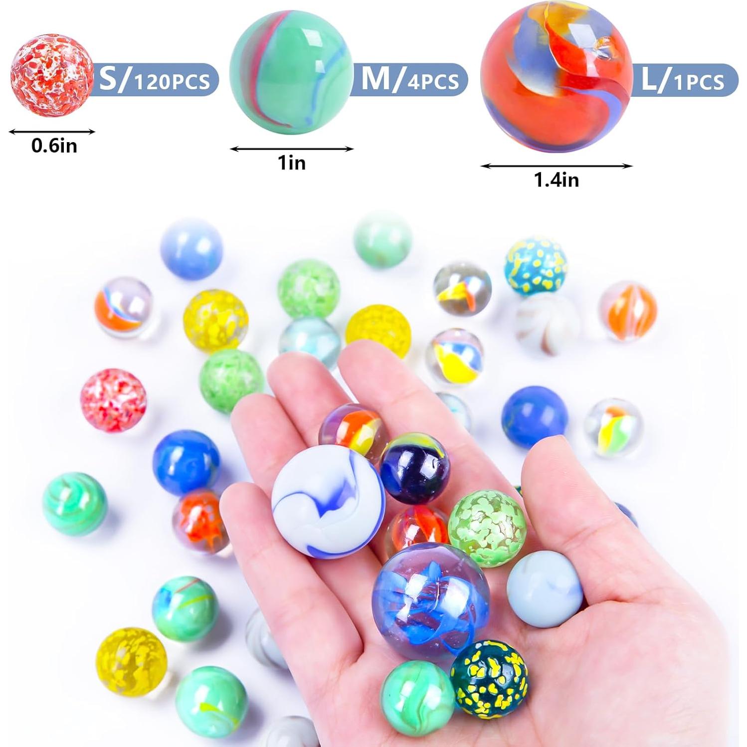 Canicas de Vidrio Shindel 125PCS para Niños - Variados Tamaños