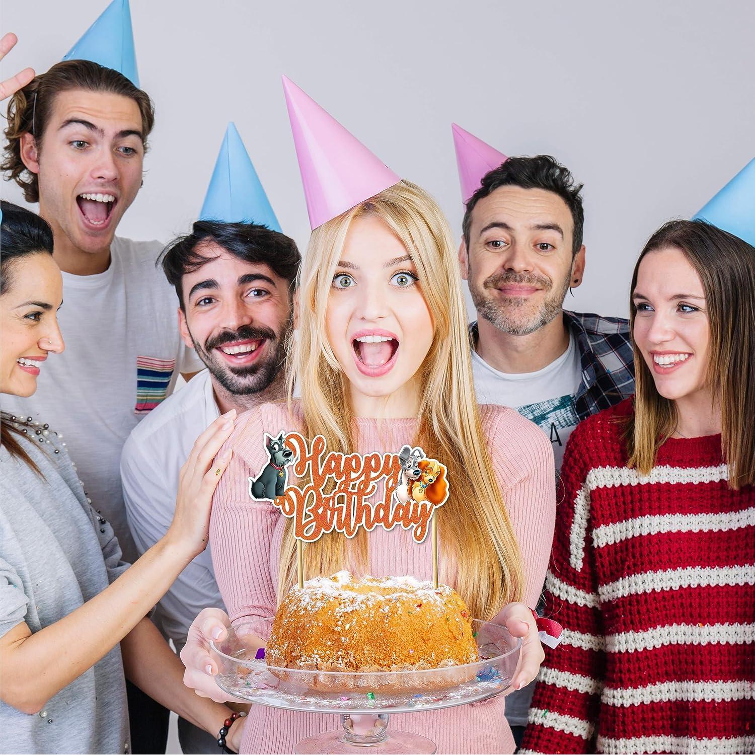 Adorno de Pastel de Cumpleaños Lady y el Vagabundo - Brillante