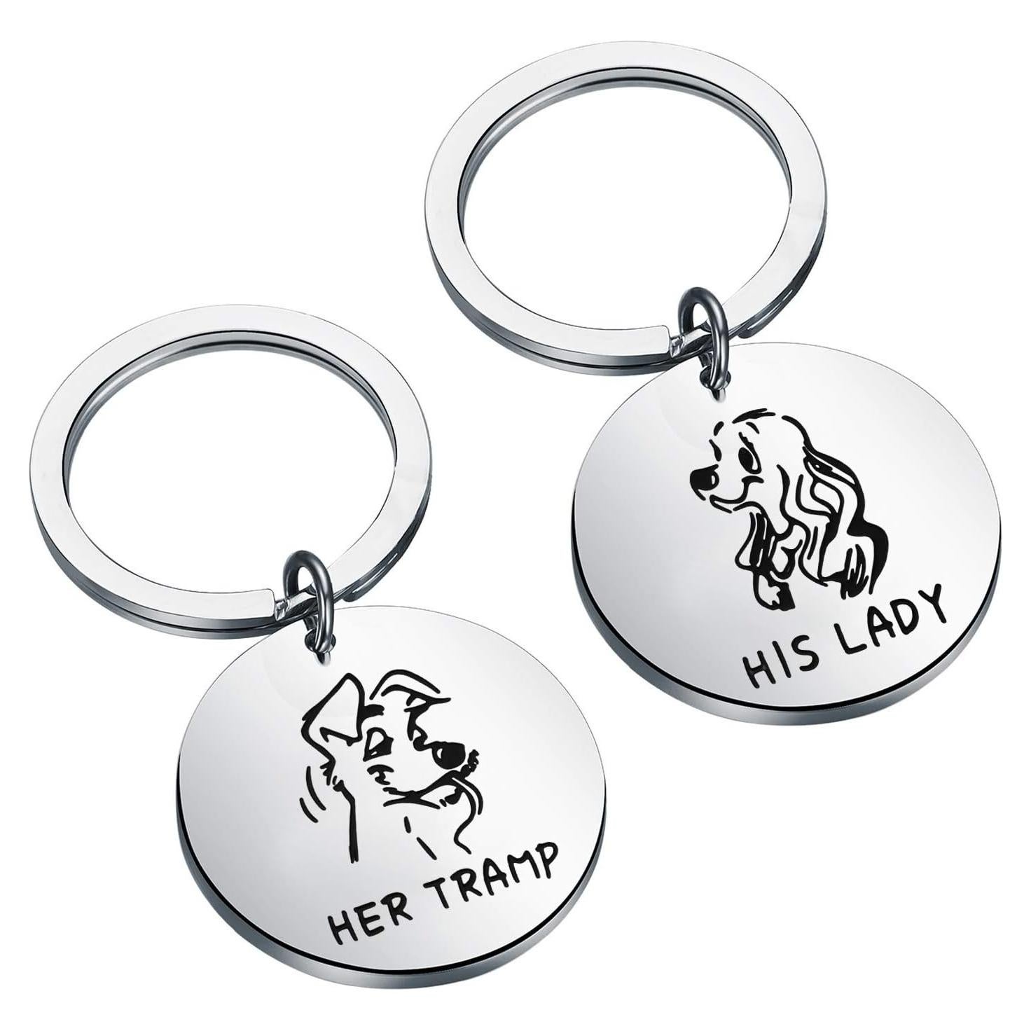 Llavero de Pareja FAADBUK Su Dama y Su Vagabundo Acero Inoxidable