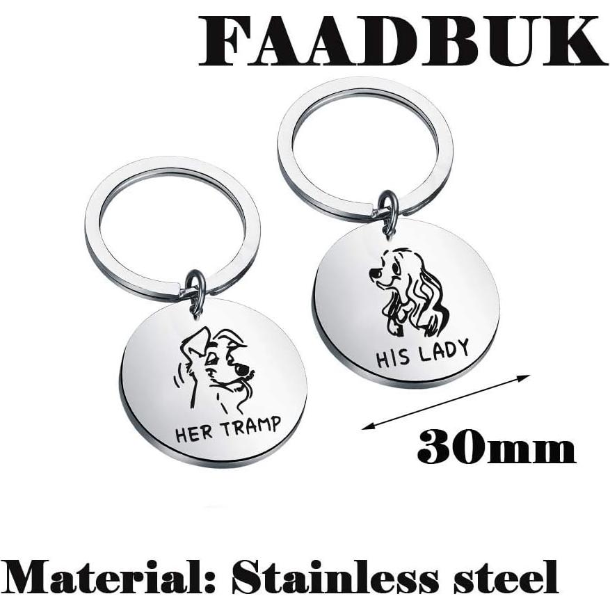 Llavero de Pareja FAADBUK Su Dama y Su Vagabundo Acero Inoxidable
