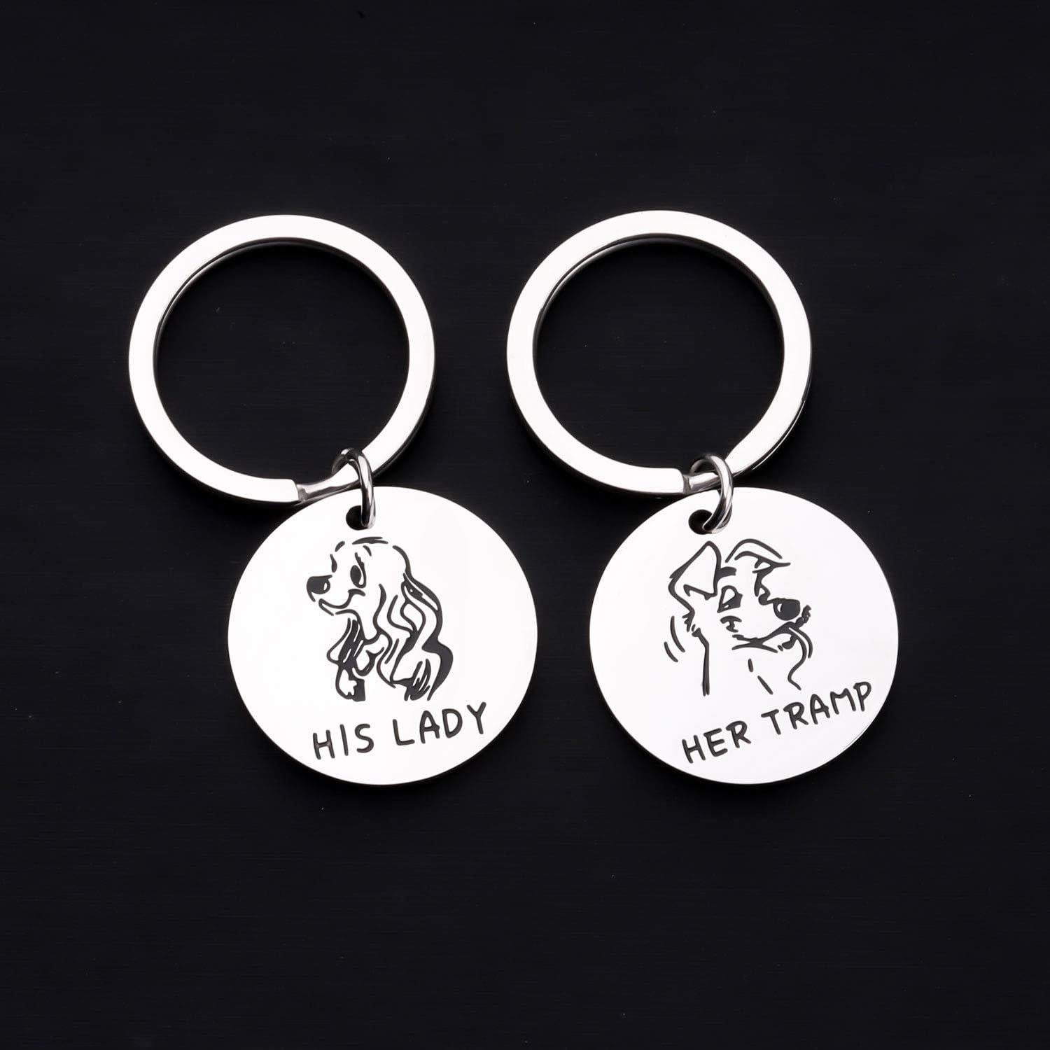 Llavero de Pareja FAADBUK Su Dama y Su Vagabundo Acero Inoxidable