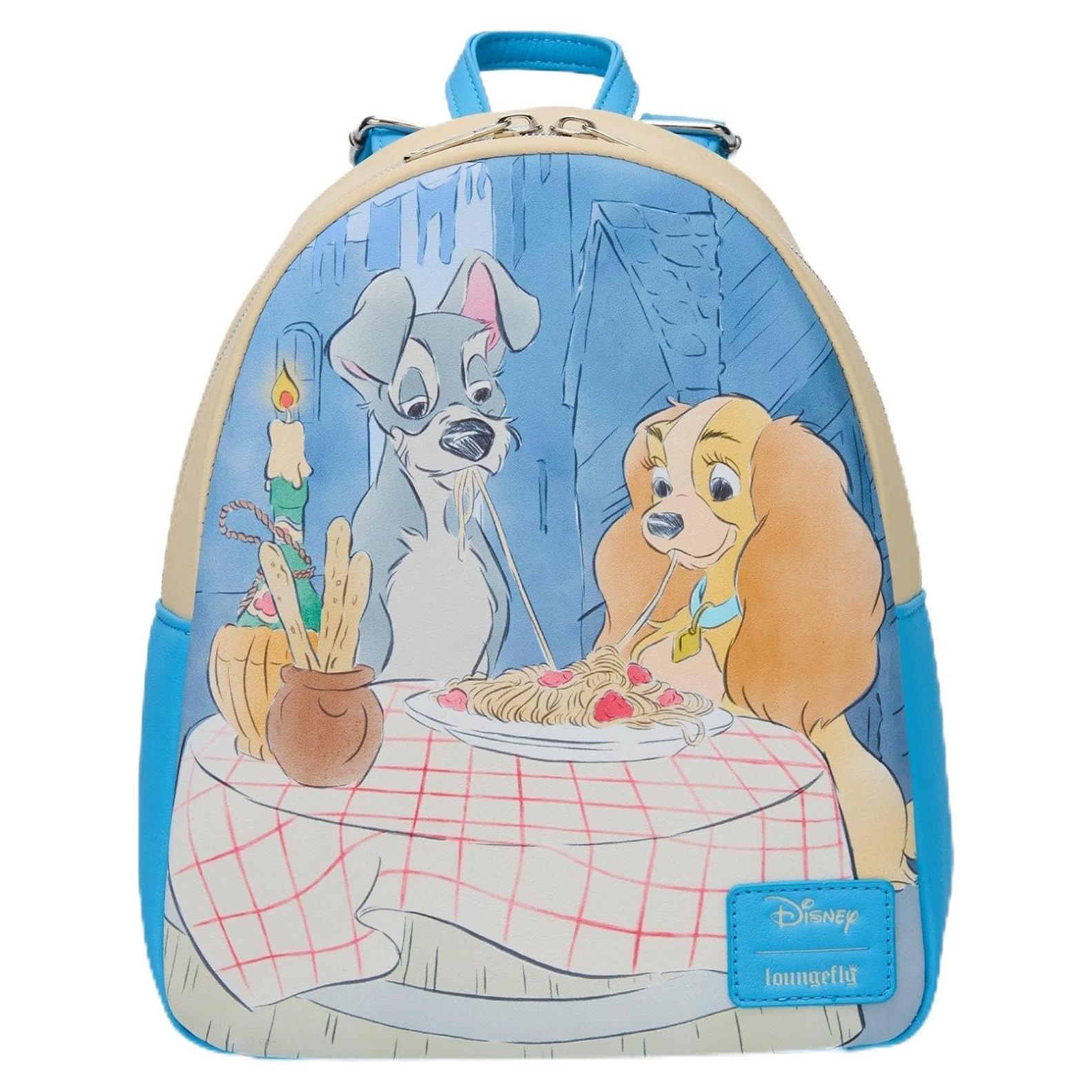 Mochila Mini Loungefly La Dama y el Vagabundo Azul 20x11x26cm