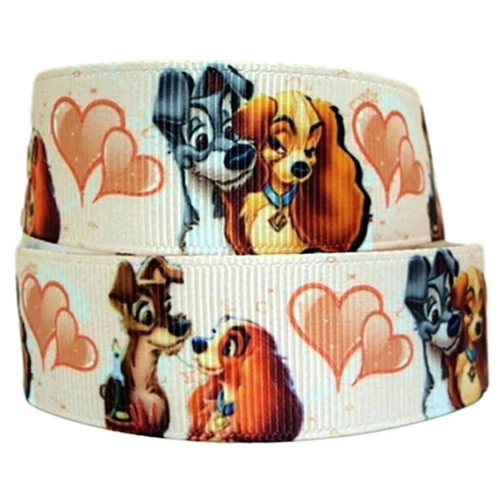 Lady and The Tramp Love 1" Wide Repeat Ribbon Sold in Yards - USA Seller (1 Yard)