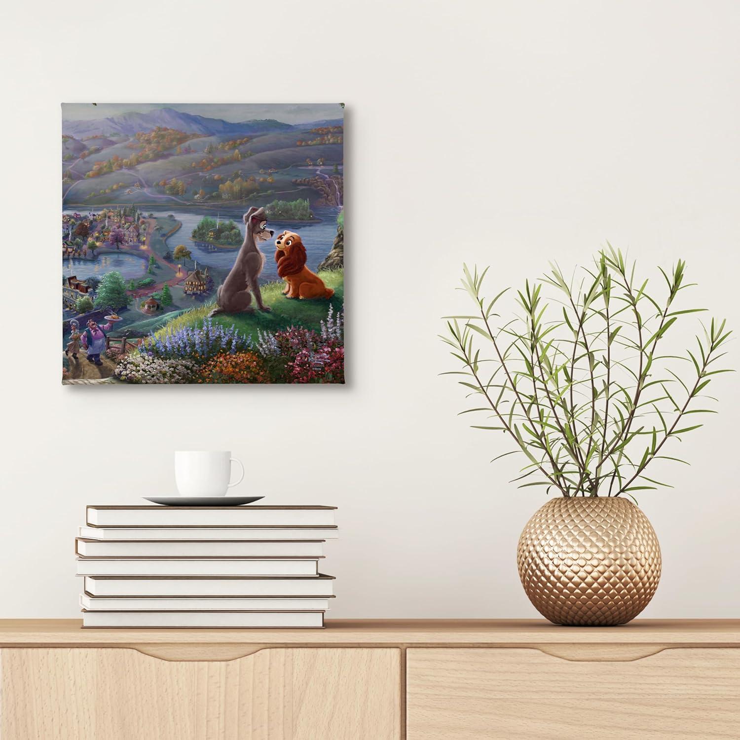 Lienzo Enmarcado Thomas Kinkade Disney 35.56x35.56 cm Enamorándose