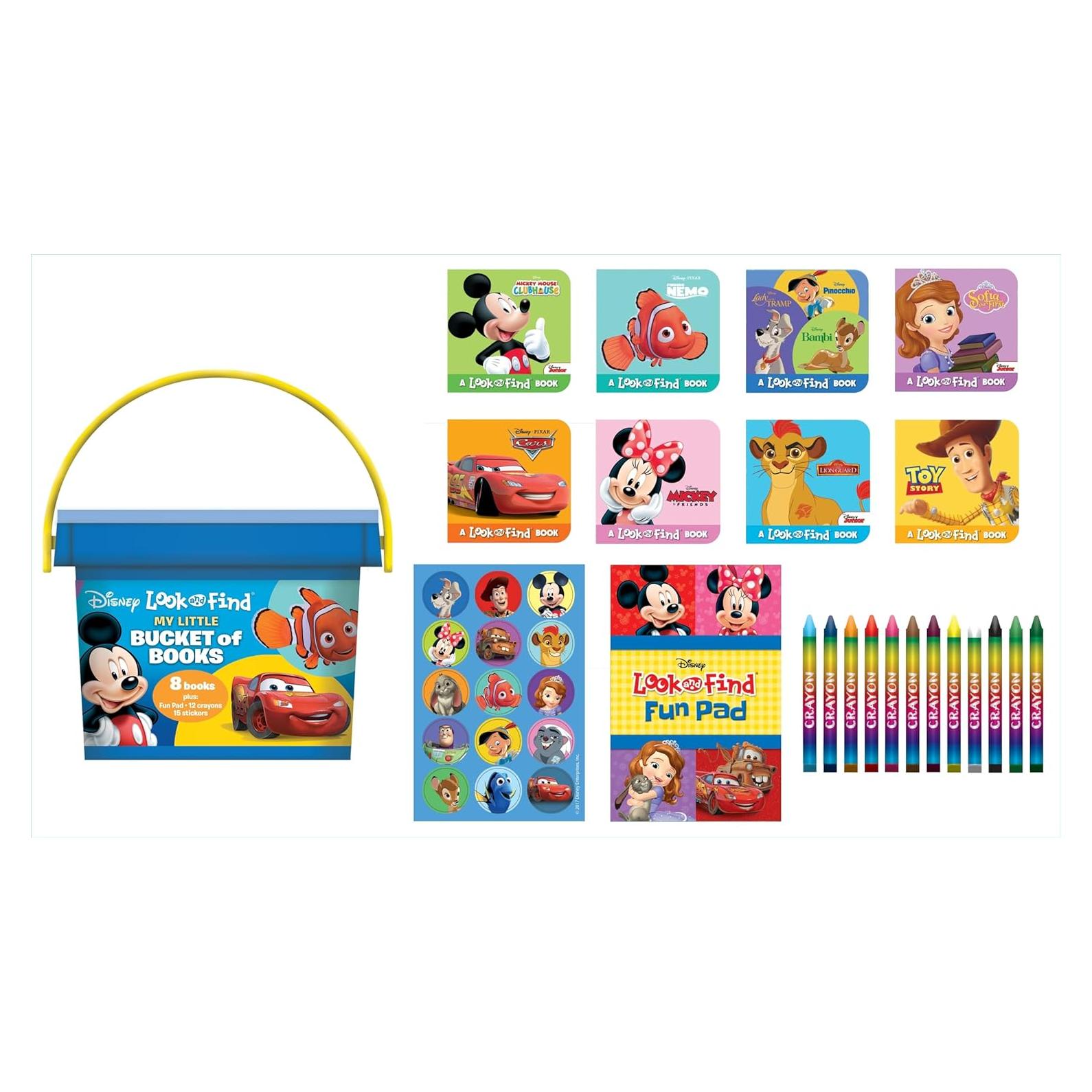 Disney - Mickey and Minnie Mouse, Toy Story, and more! - My First Library Look and Find Book Block Bucket 8-Book Set - PI Kids