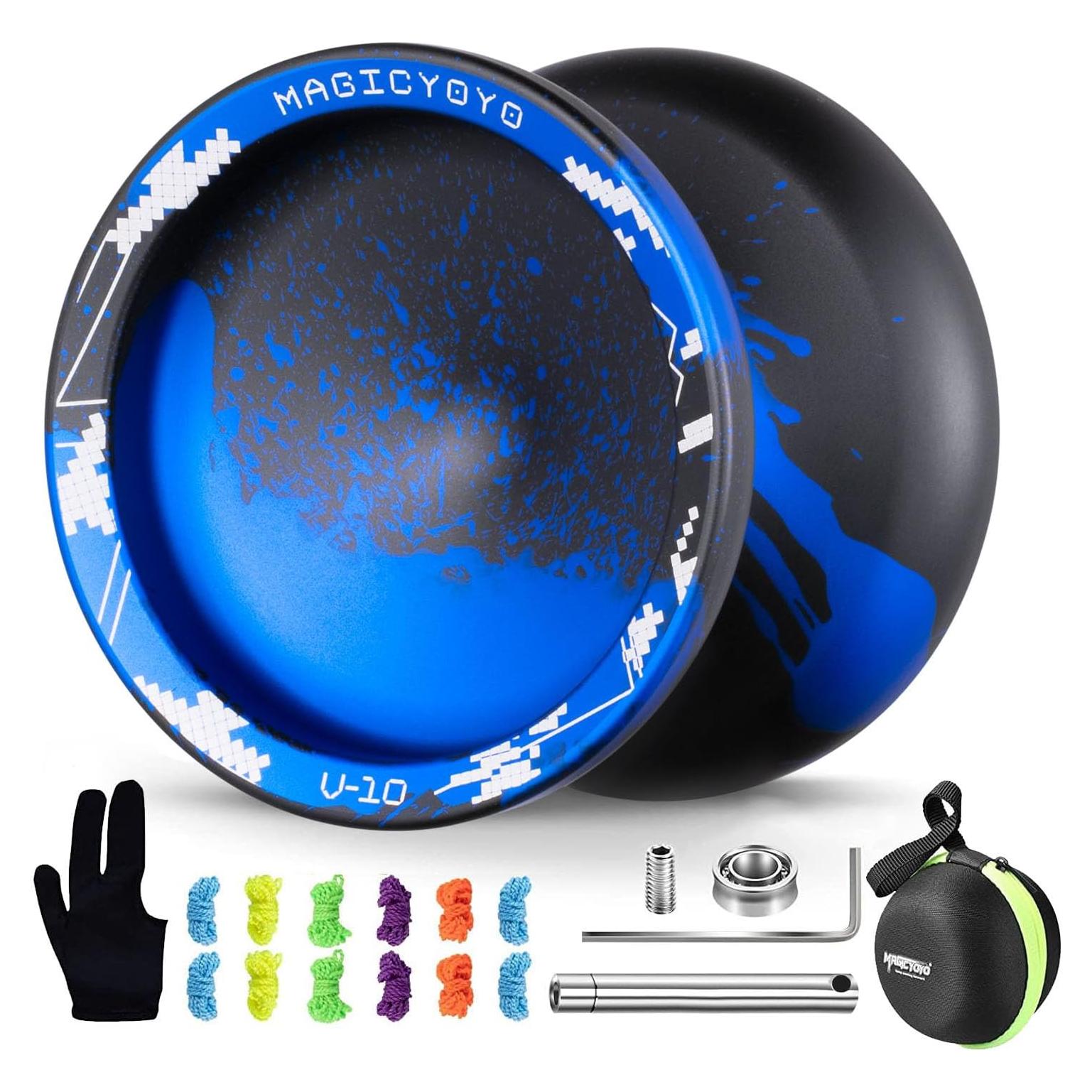 Yoyo Profesional MAGICYOYO V10 Metal Doble Propósito Negro Azul
