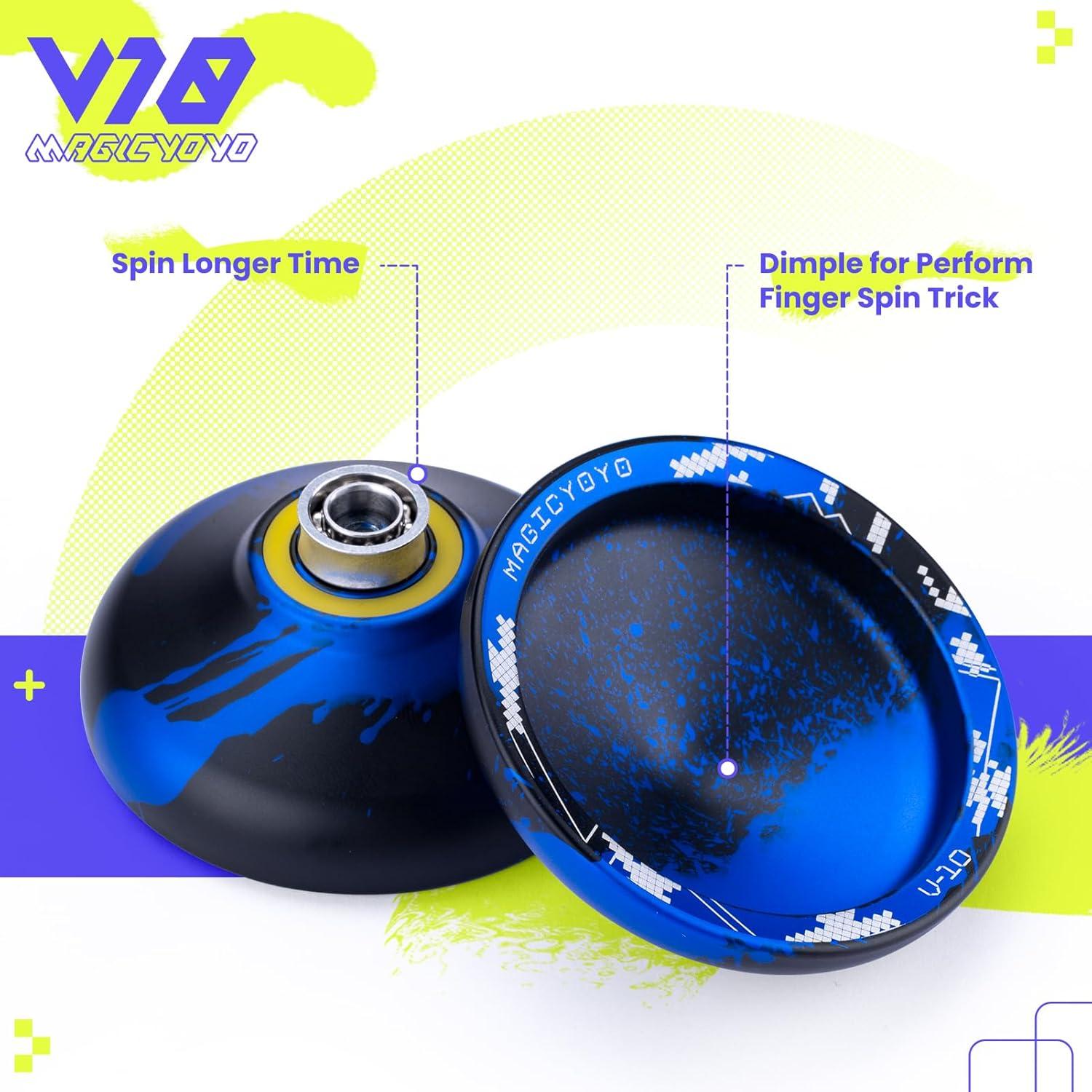 Yoyo Profesional MAGICYOYO V10 Metal Doble Propósito Negro Azul