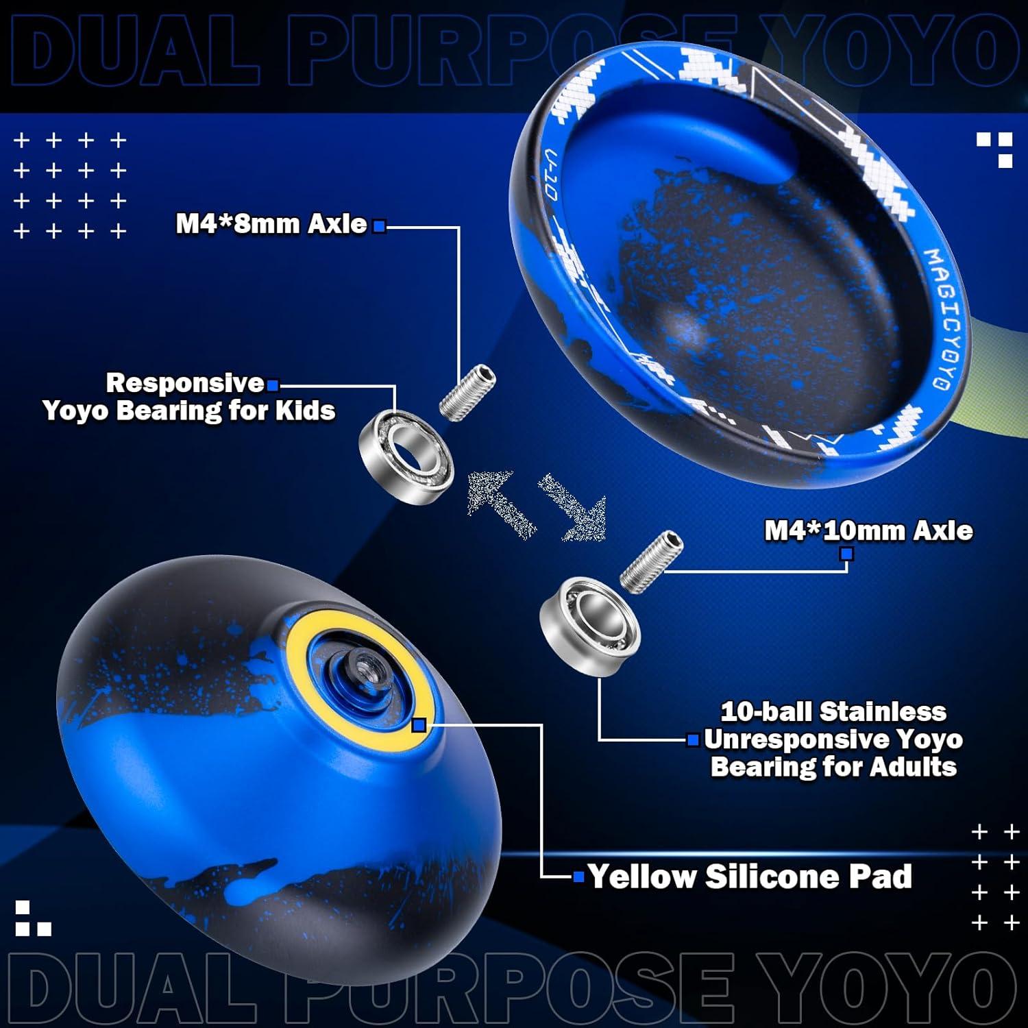 Yoyo Profesional MAGICYOYO V10 Metal Doble Propósito Negro Azul