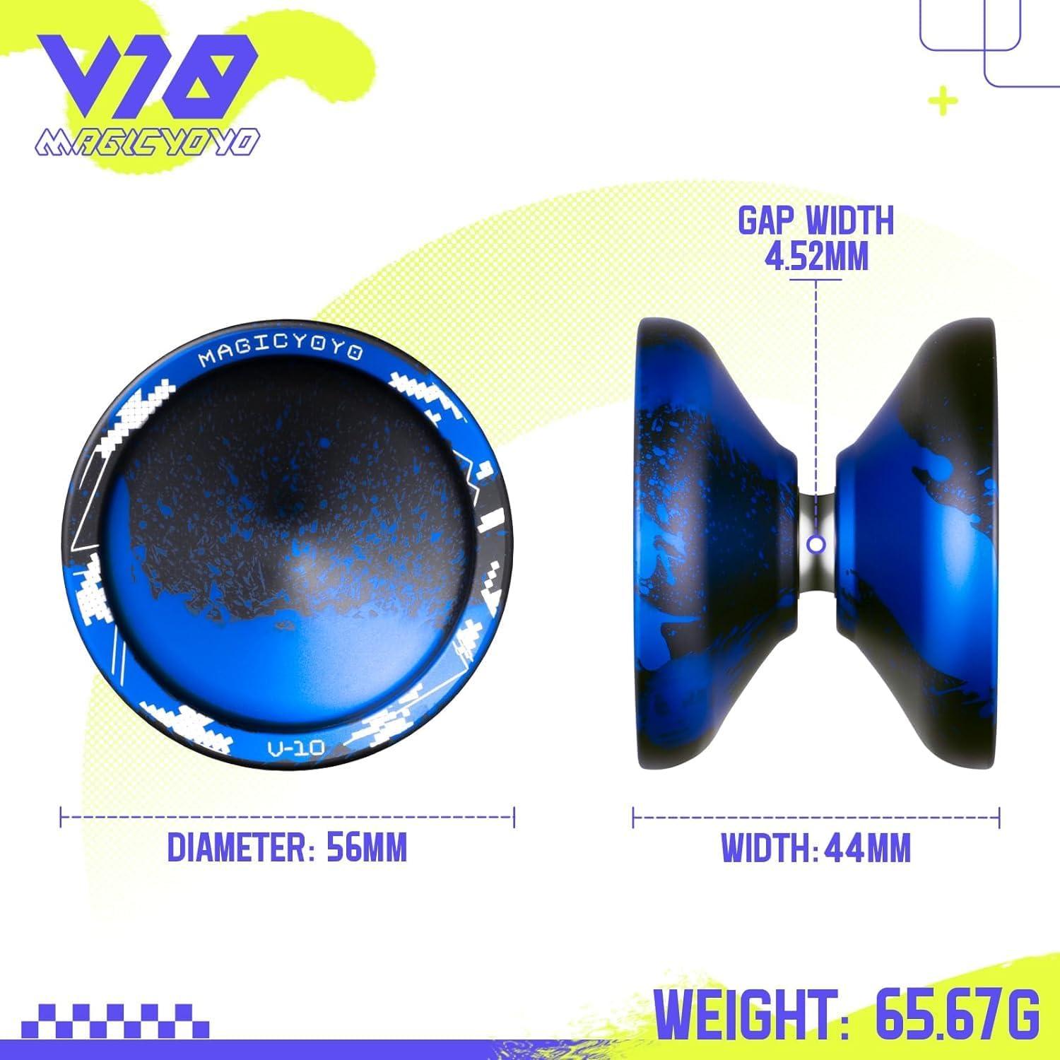 Yoyo Profesional MAGICYOYO V10 Metal Doble Propósito Negro Azul