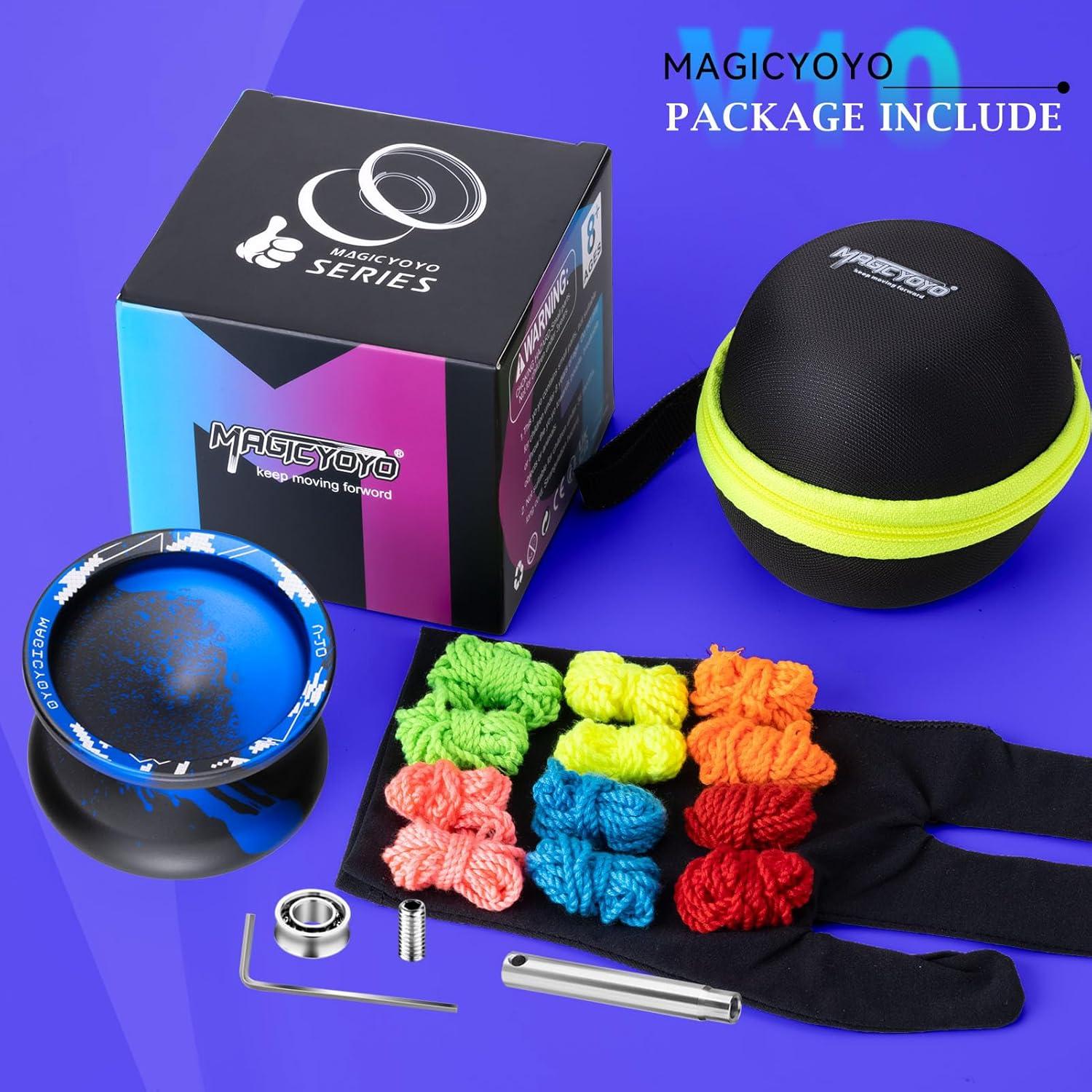 Yoyo Profesional MAGICYOYO V10 Metal Doble Propósito Negro Azul