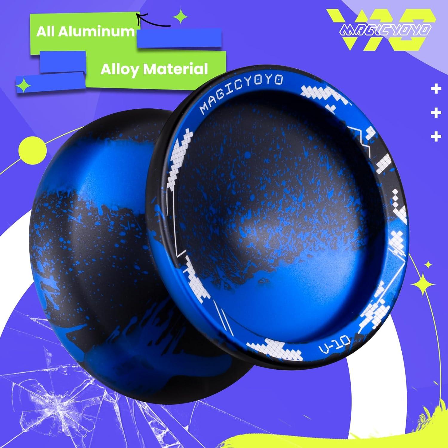 Yoyo Profesional MAGICYOYO V10 Metal Doble Propósito Negro Azul