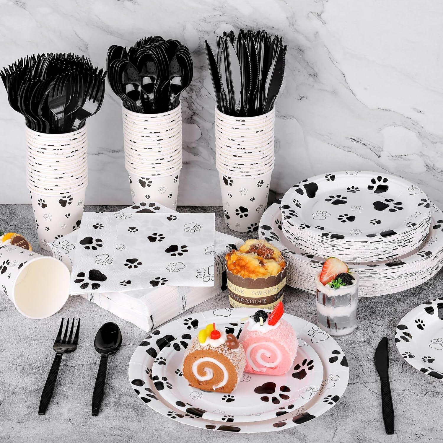 Juego de Vajilla Desechable Kochorie 400 Piezas Tema Cachorro