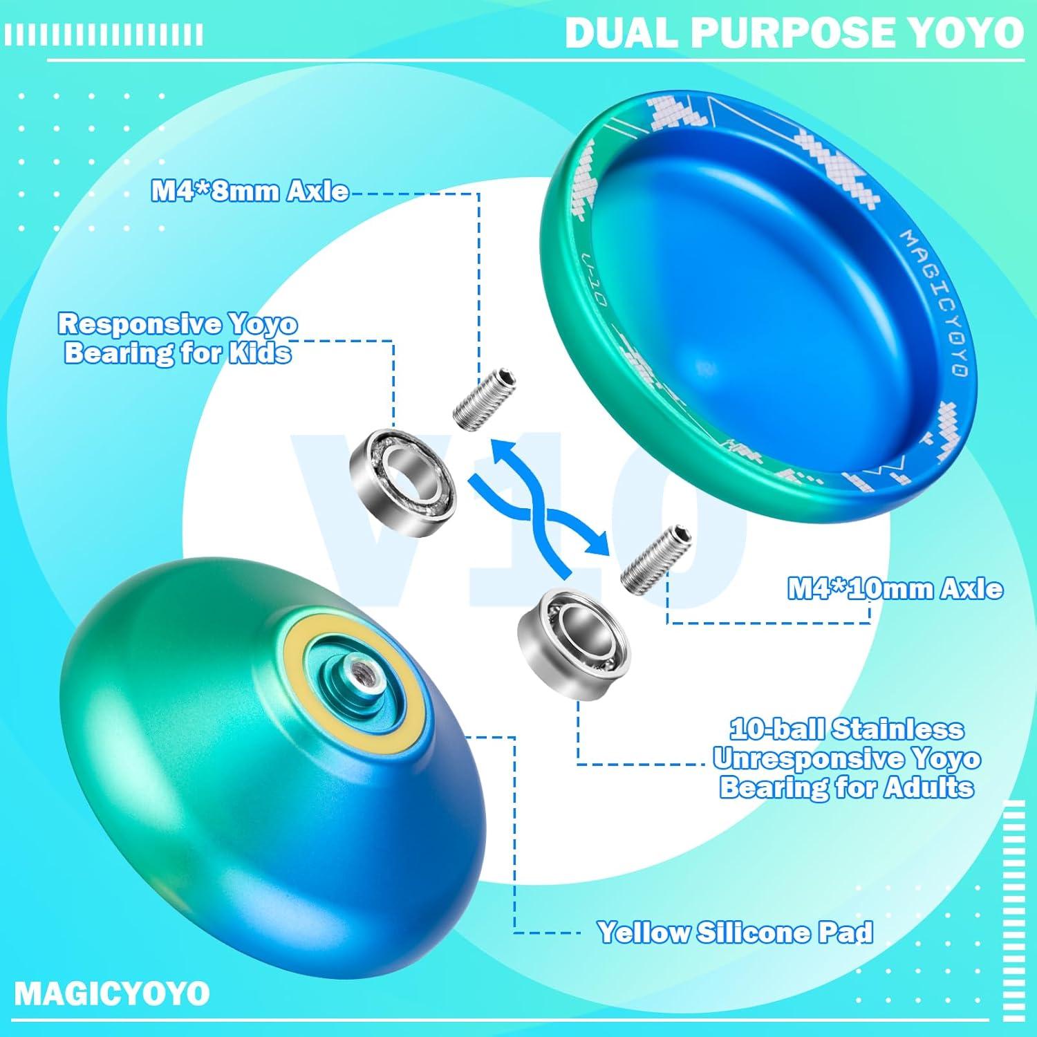 Yoyo Profesional MAGICYOYO V10 Doble Propósito Azul Verde