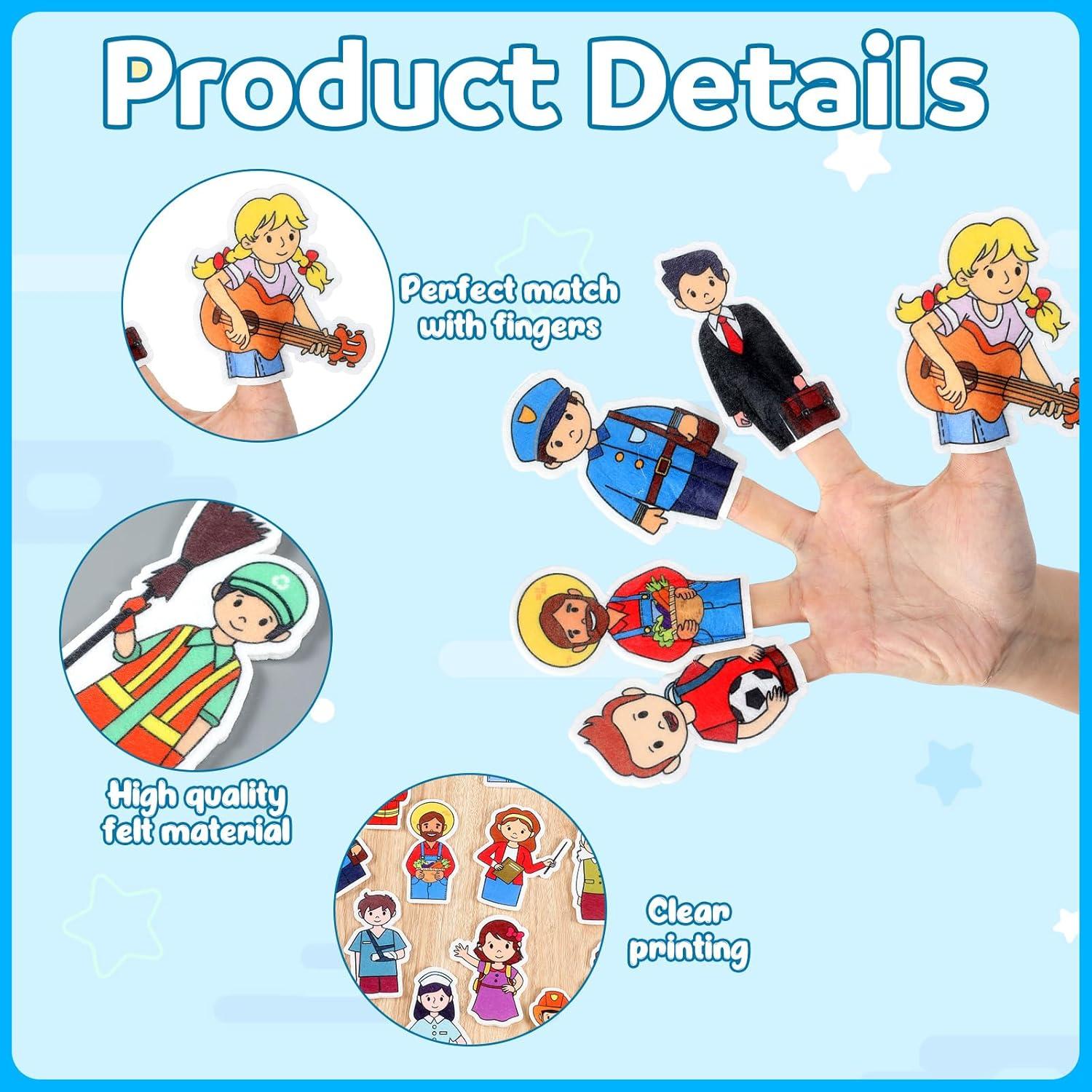 Juego de 28 Marionetas de Dedos Simgoing - Fieltro Suave Multicolor