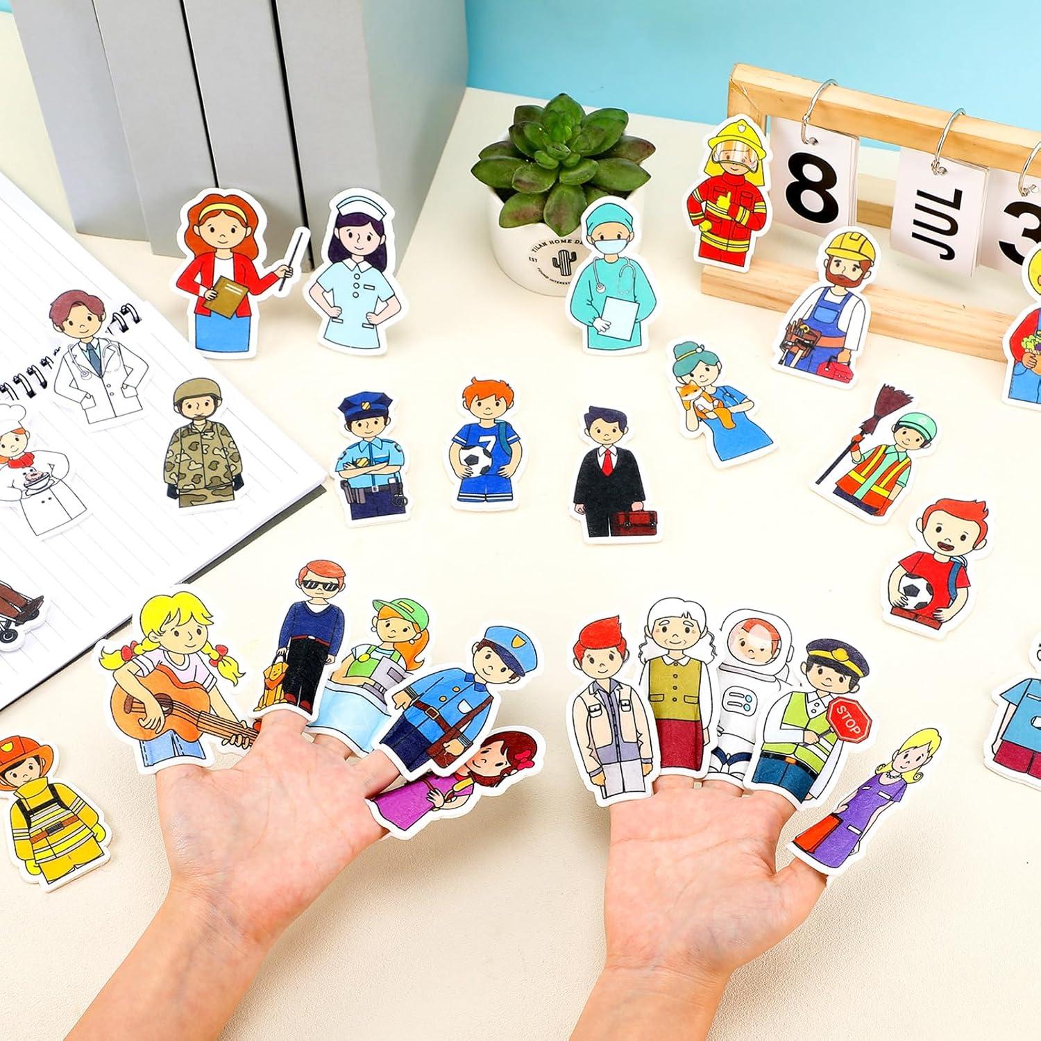 Juego de 28 Marionetas de Dedos Simgoing - Fieltro Suave Multicolor