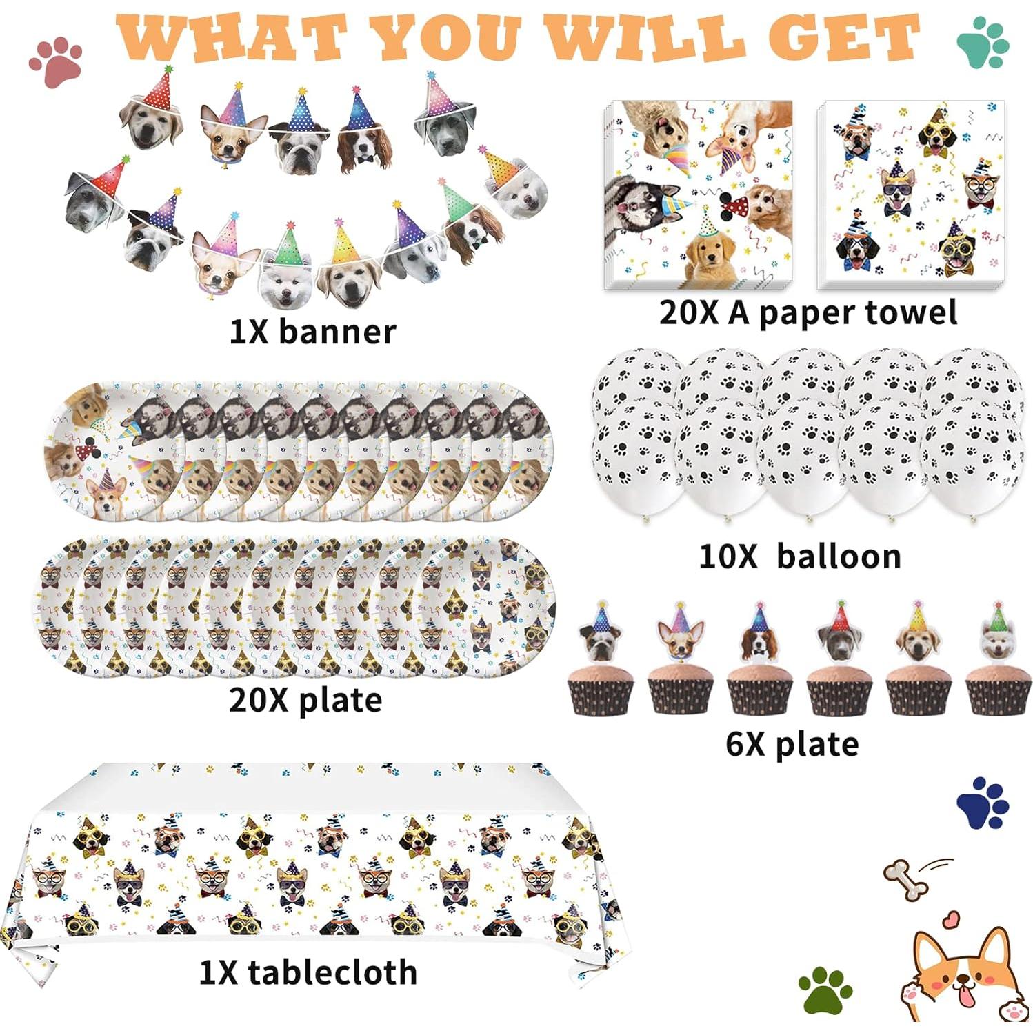 Suministros Fiesta Cumpleaños Perro Bluegogo 20 Personas