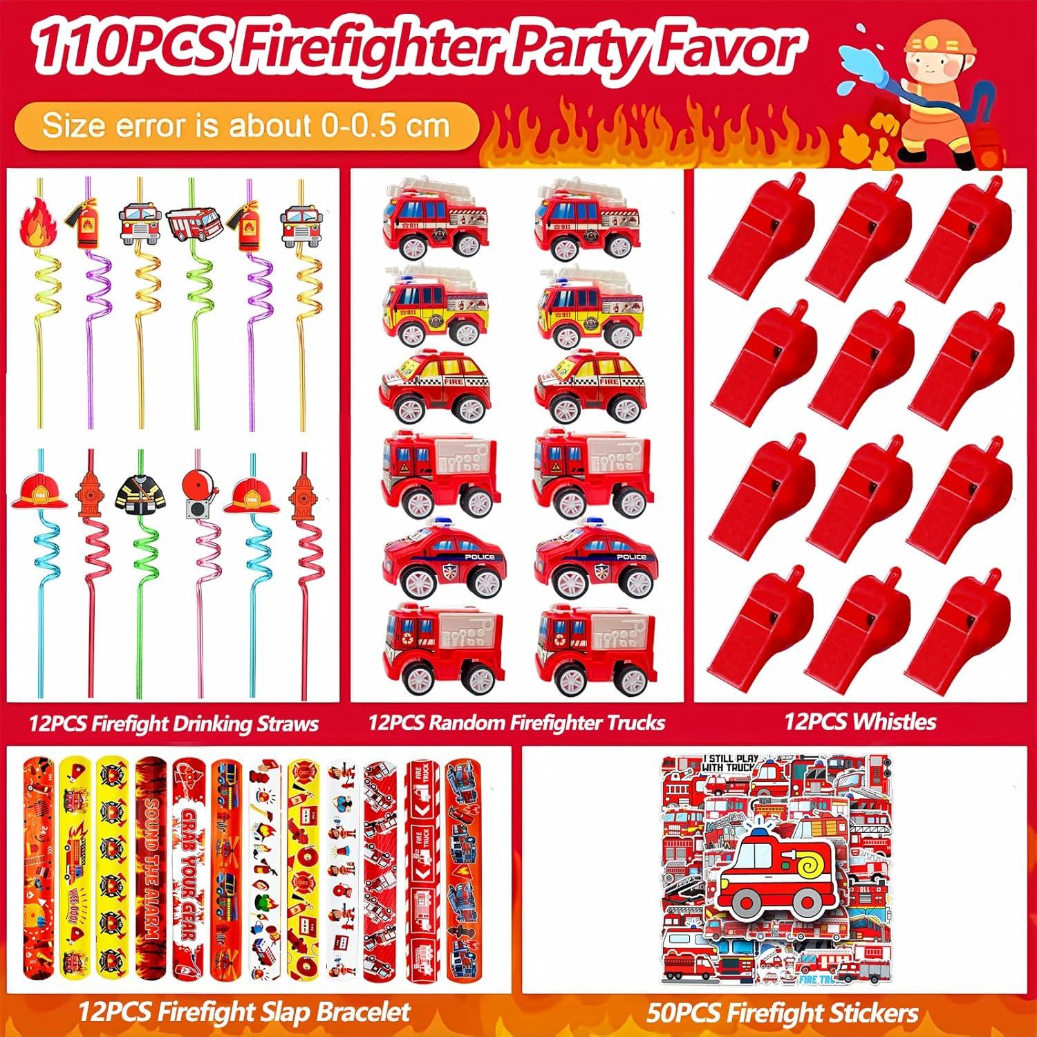 Juego de Fiesta de Cumpleaños Bomberos 110 Pcs CHSLtmxq