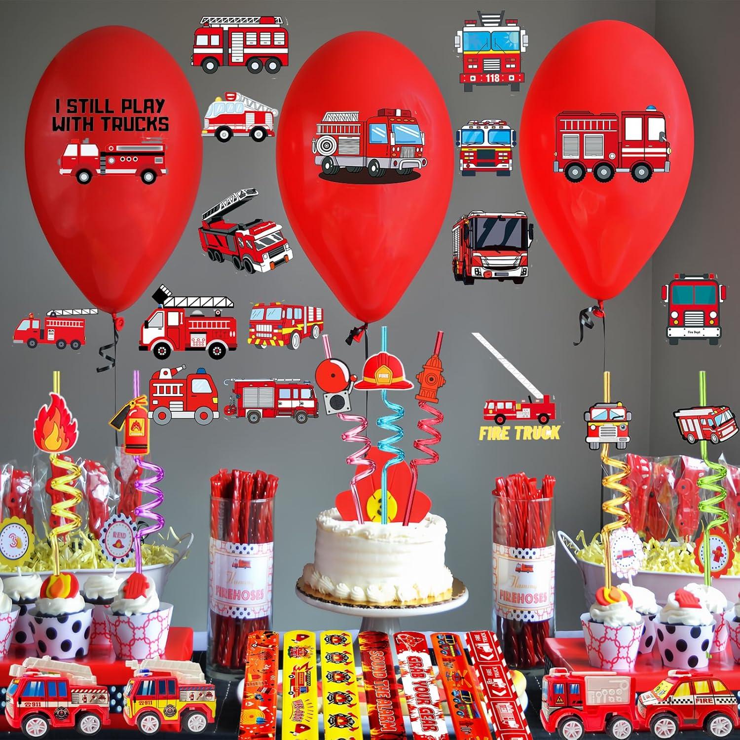 Juego de Fiesta de Cumpleaños Bomberos 110 Pcs CHSLtmxq