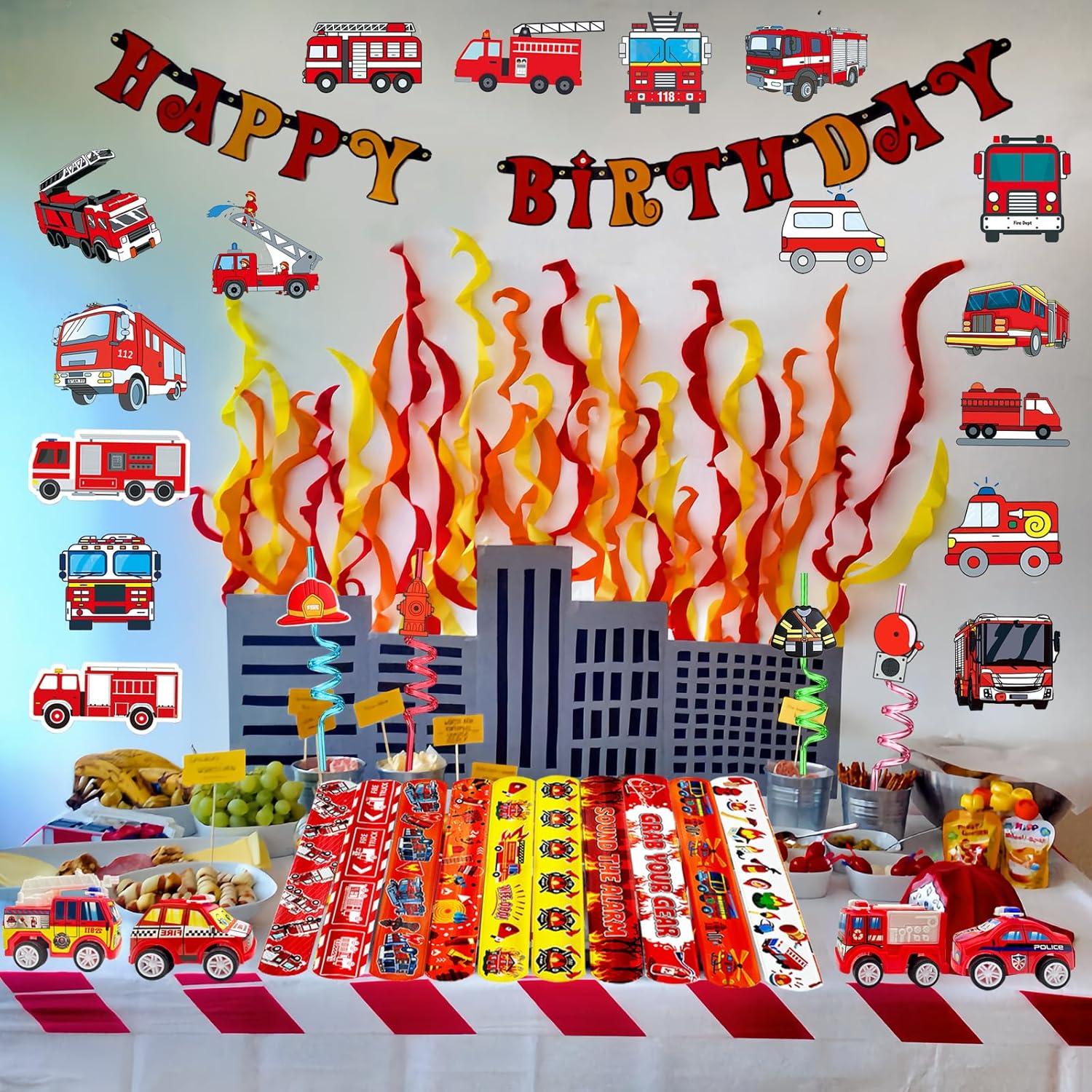 Juego de Fiesta de Cumpleaños Bomberos 110 Pcs CHSLtmxq