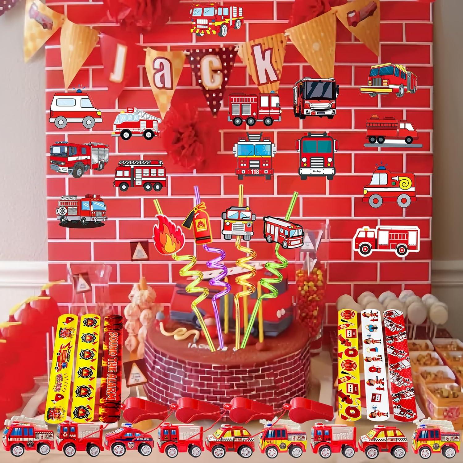 Juego de Fiesta de Cumpleaños Bomberos 110 Pcs CHSLtmxq