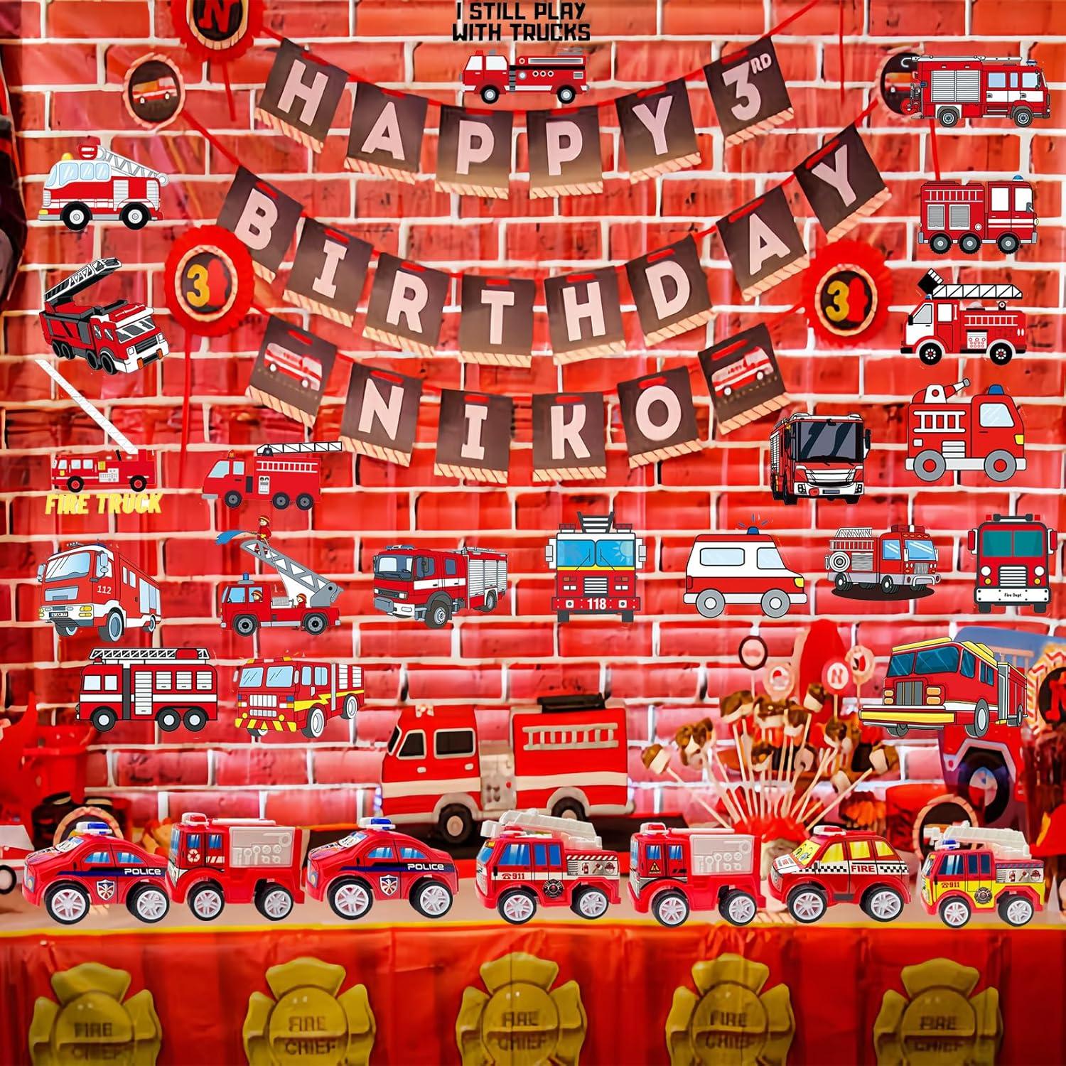 Juego de Fiesta de Cumpleaños Bomberos 110 Pcs CHSLtmxq