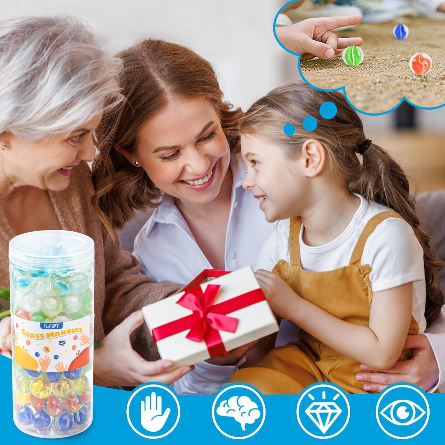 Canicas de Vidrio POPLAY 115PCS Ojo de Gato 6 Colores