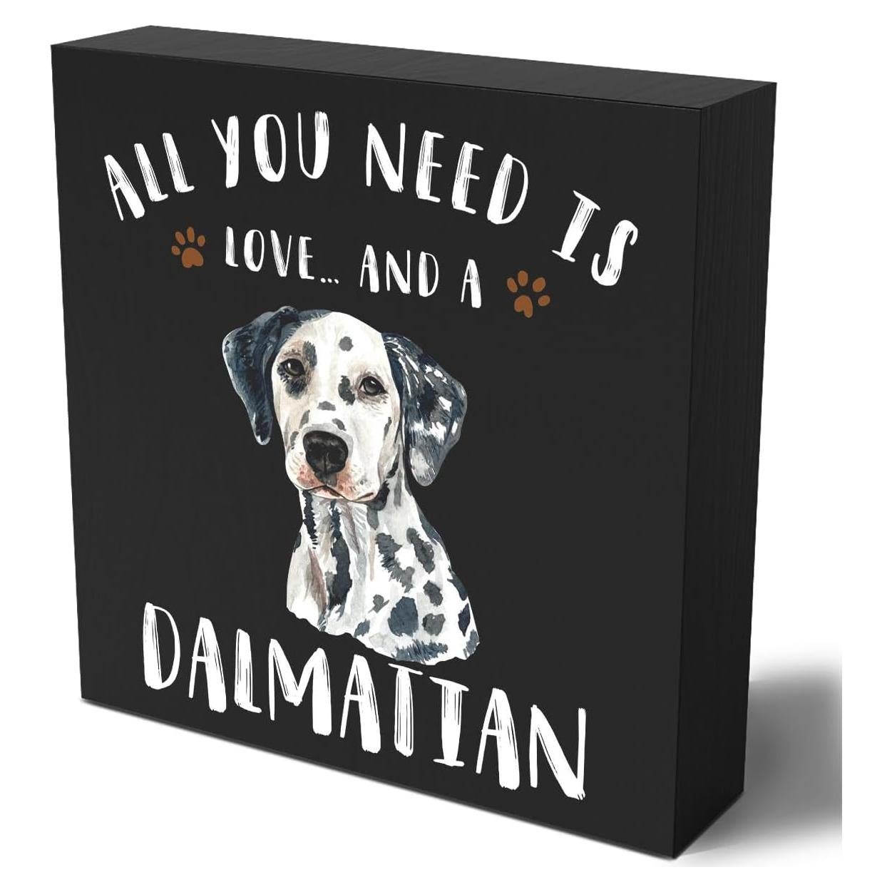 Placa de Madera Cuadrada Woght 12.7x12.7 cm Amor y Dálmata