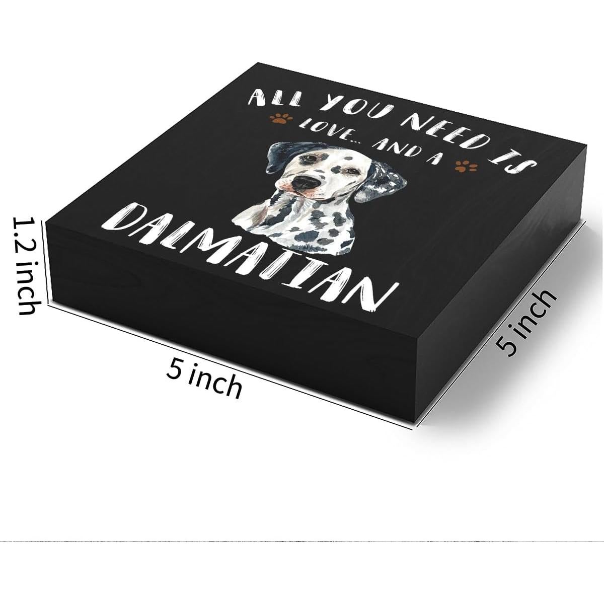 Placa de Madera Cuadrada Woght 12.7x12.7 cm Amor y Dálmata