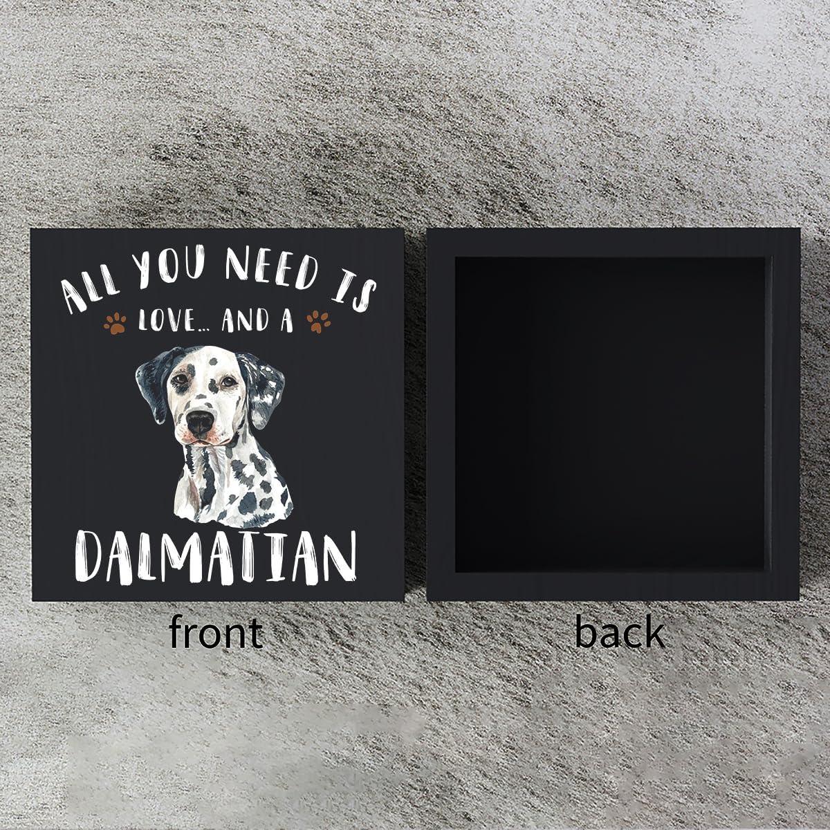 Placa de Madera Cuadrada Woght 12.7x12.7 cm Amor y Dálmata