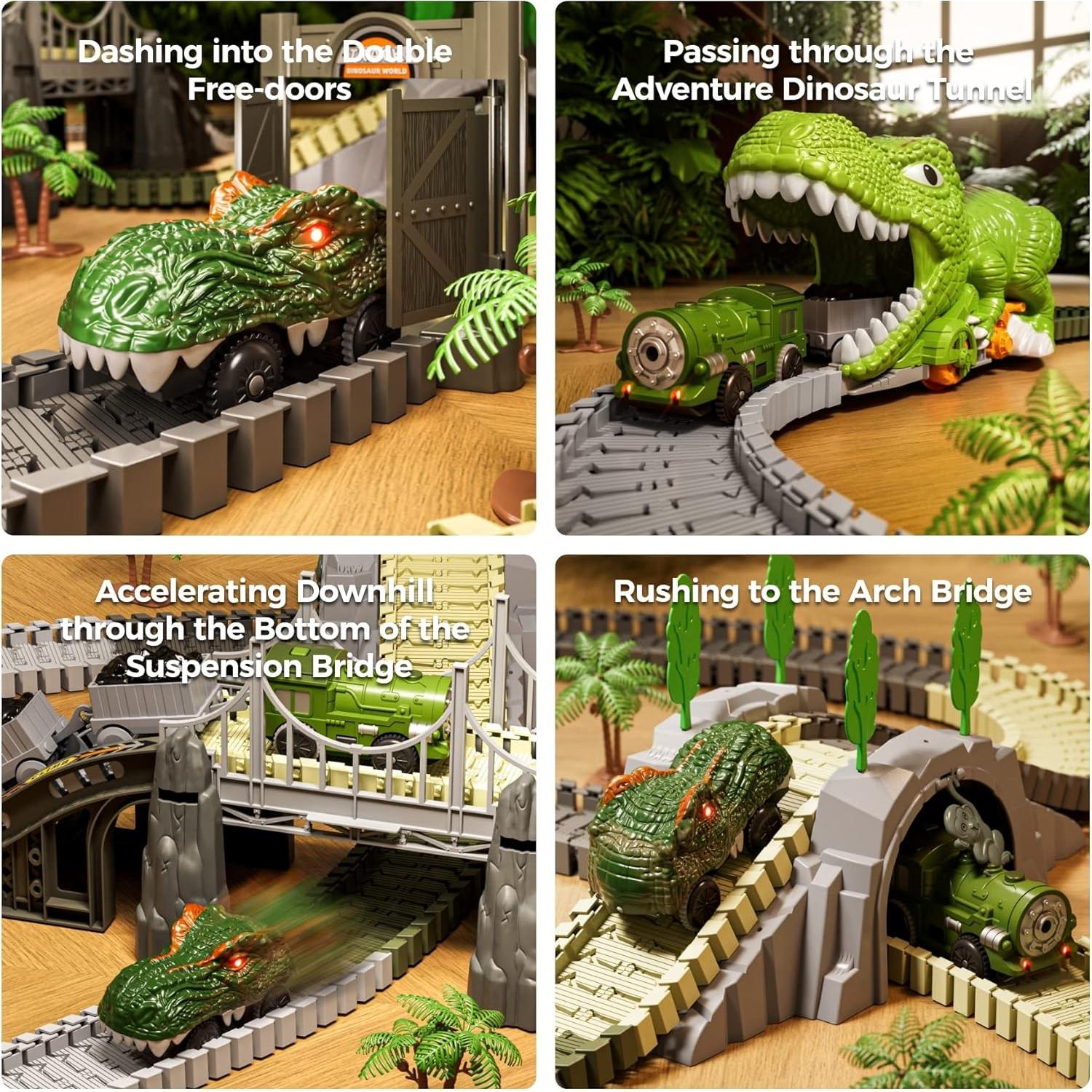 Pista de Carreras de Dinosaurios TUMAMA 281 Pcs con Luces