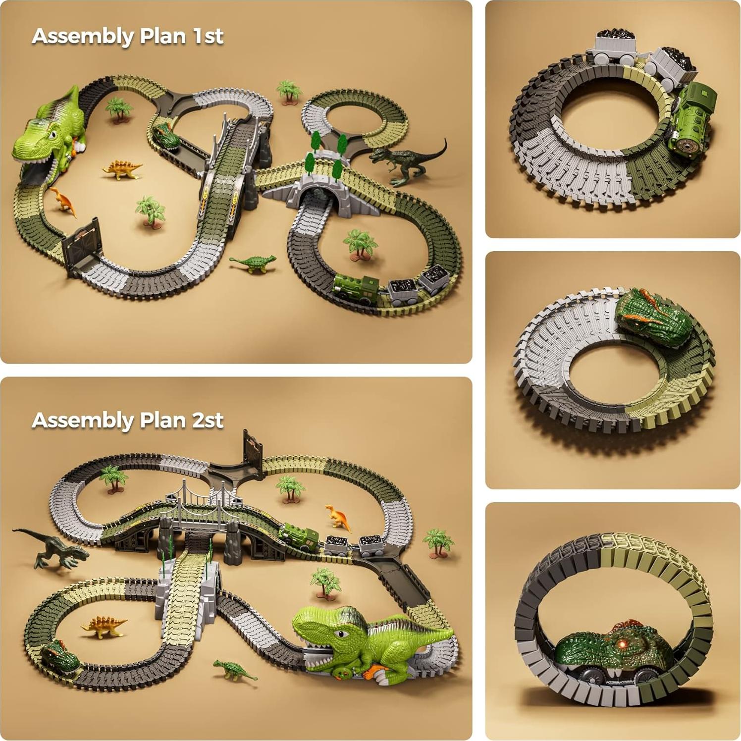 Pista de Carreras de Dinosaurios TUMAMA 281 Pcs con Luces