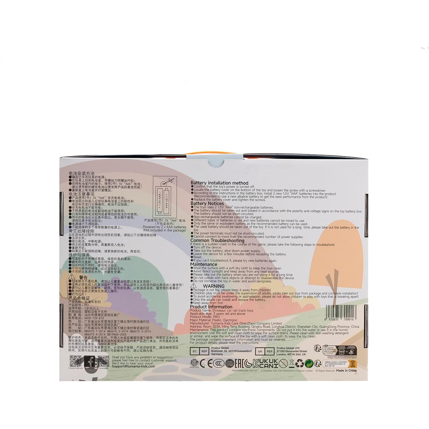 Pista de Carreras de Dinosaurios TUMAMA 281 Pcs con Luces