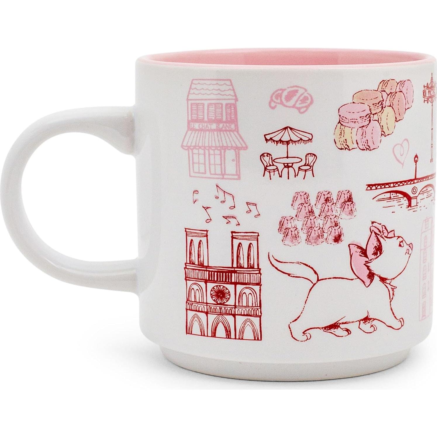 Taza Cerámica Disney Aristogatos Marie Rosa 385ml