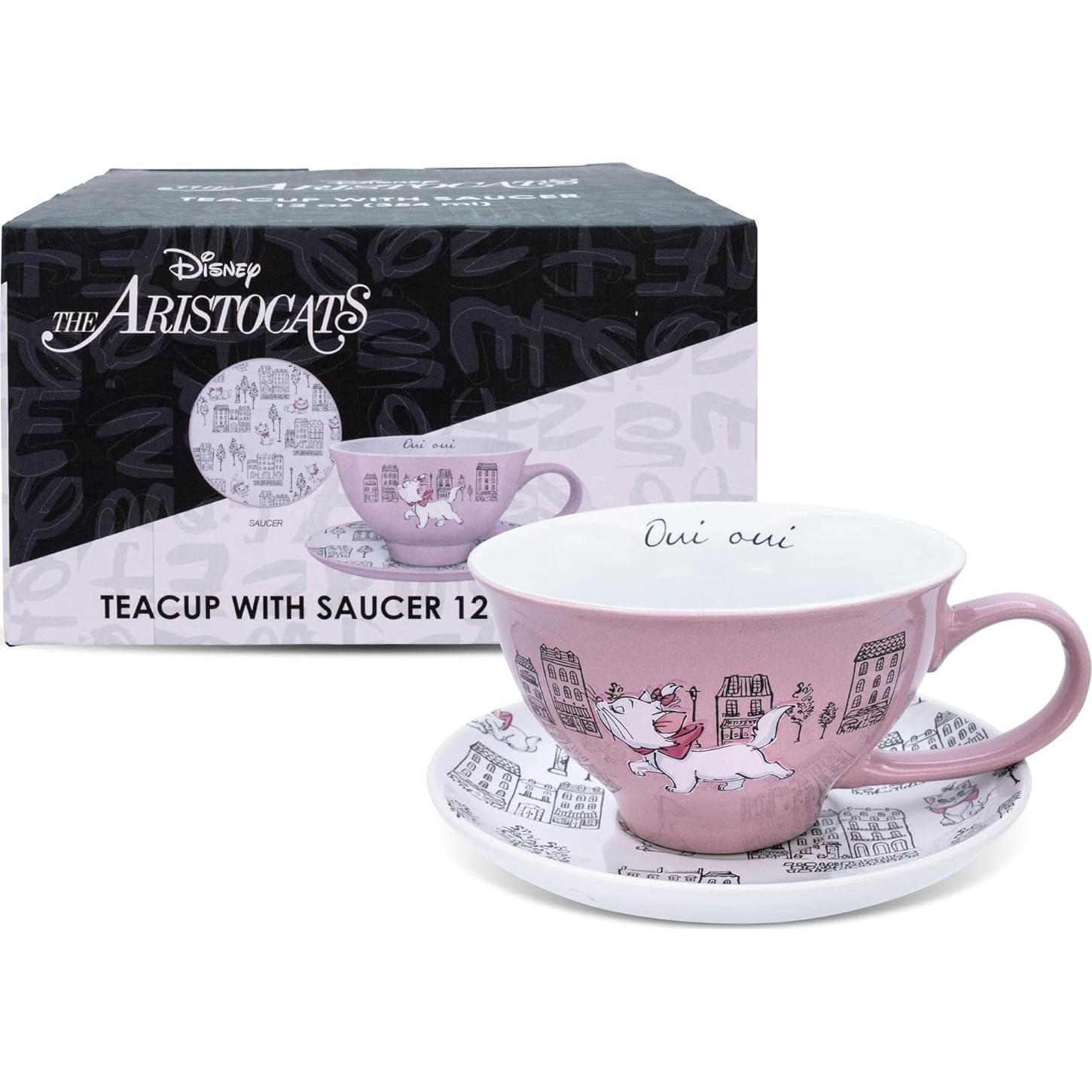 Juego de Taza y Plato Cerámica Disney Aristogatos 12 oz Rosa
