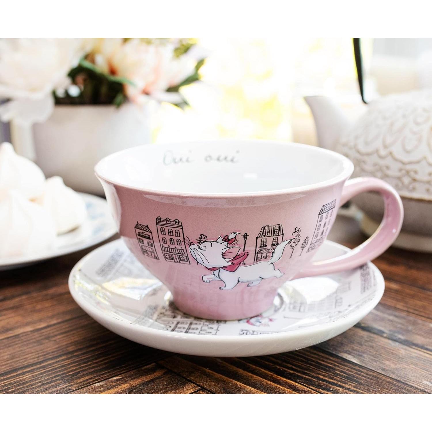 Juego de Taza y Plato Cerámica Disney Aristogatos 12 oz Rosa