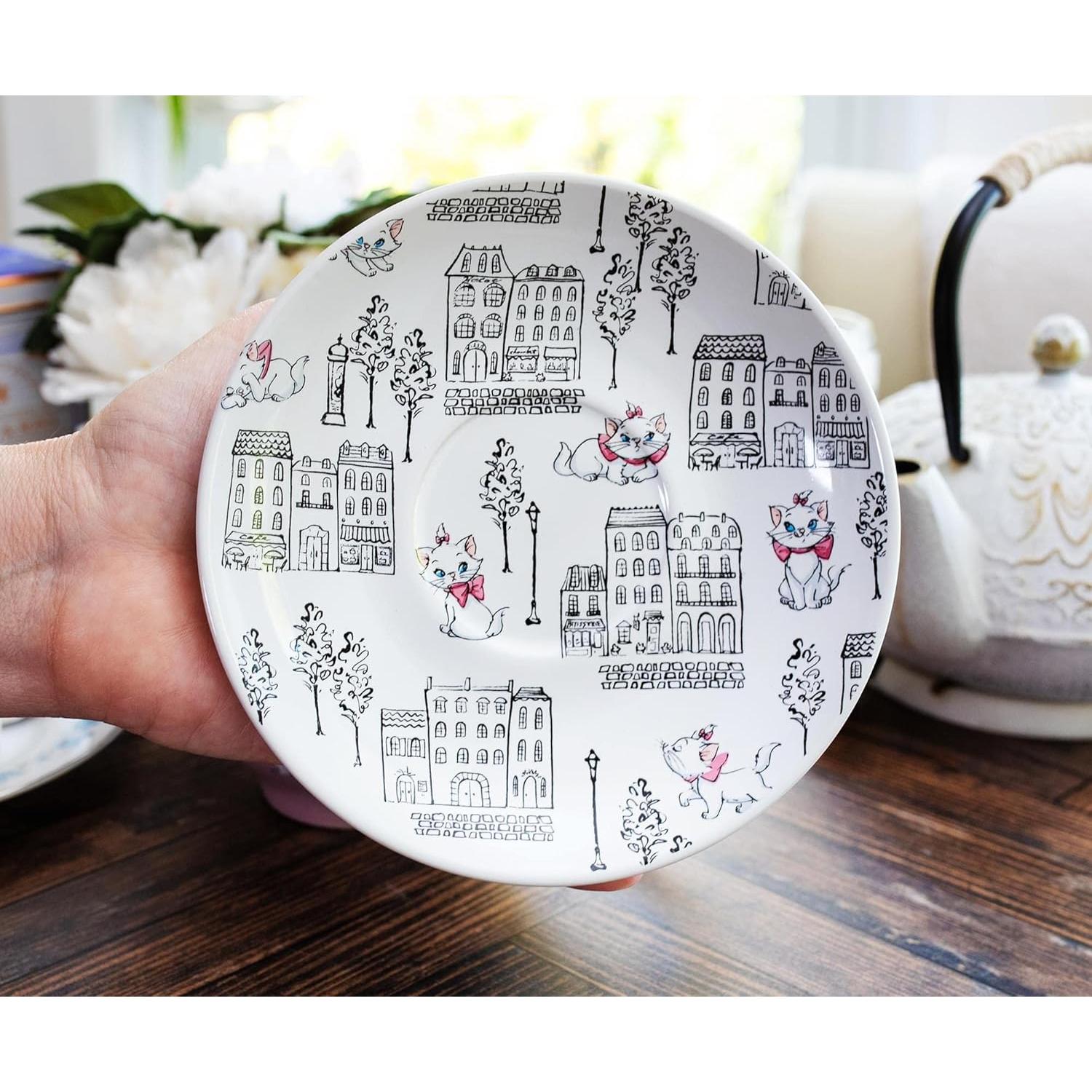 Juego de Taza y Plato Cerámica Disney Aristogatos 12 oz Rosa