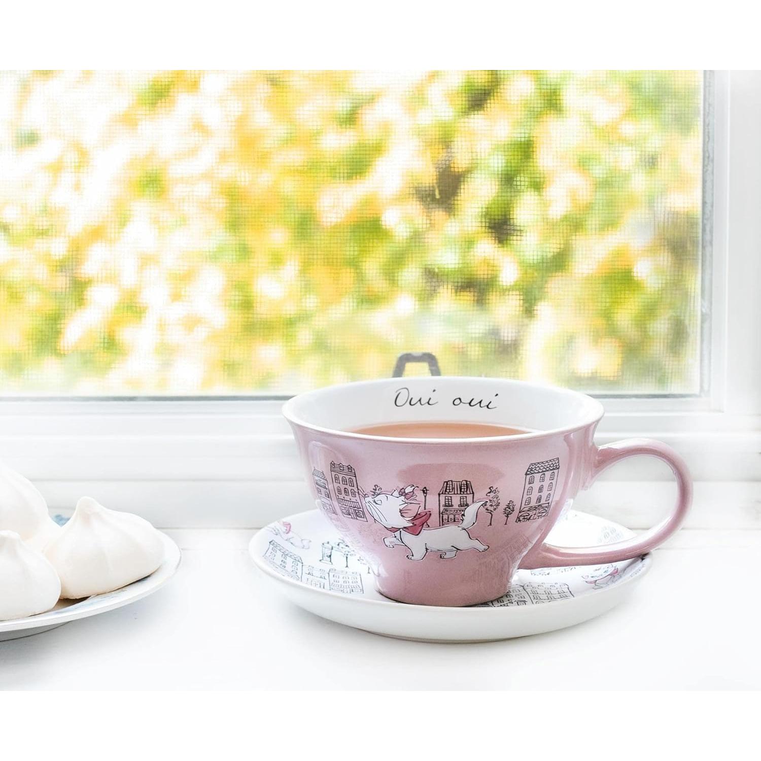 Juego de Taza y Plato Cerámica Disney Aristogatos 12 oz Rosa