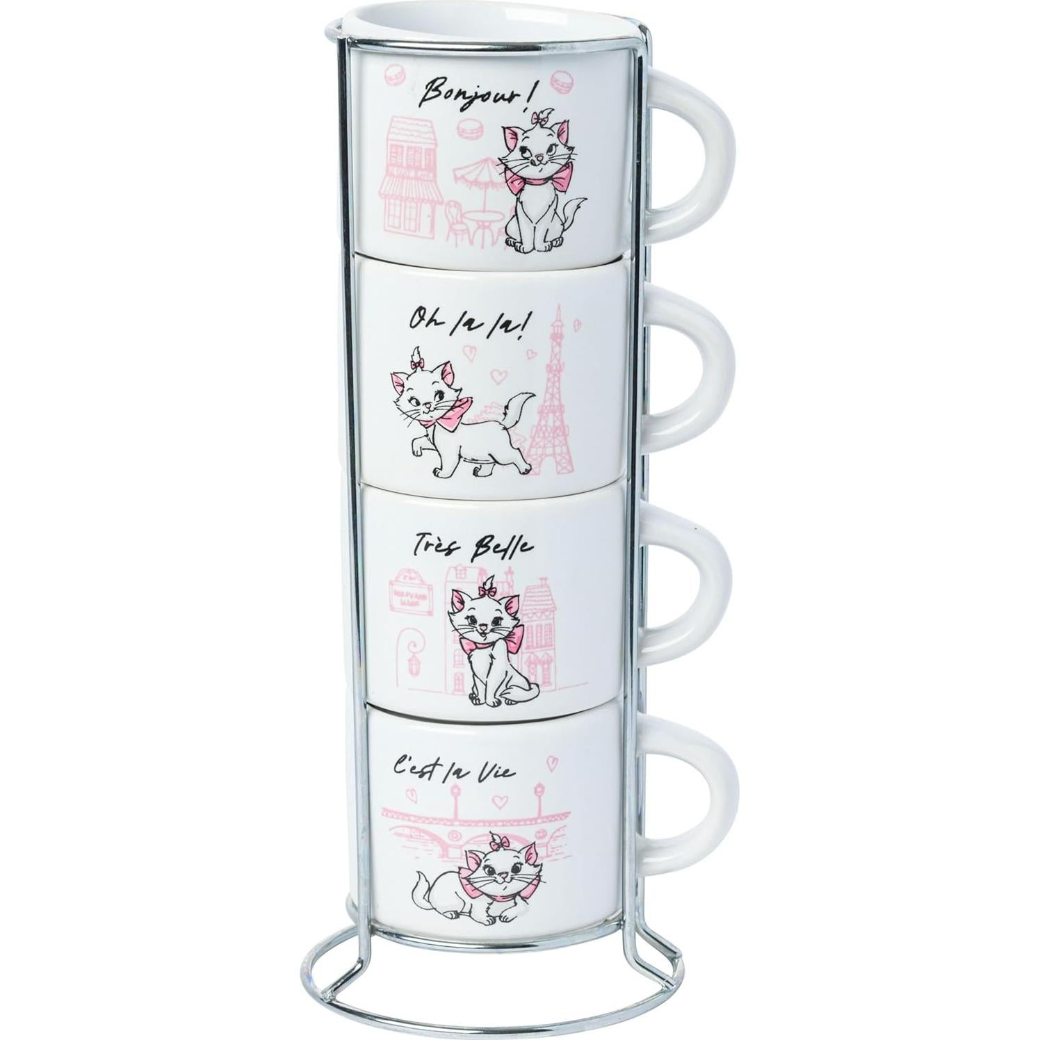 Conjunto de 4 tazas apilables cerámica Silver Buffalo Marie 85g