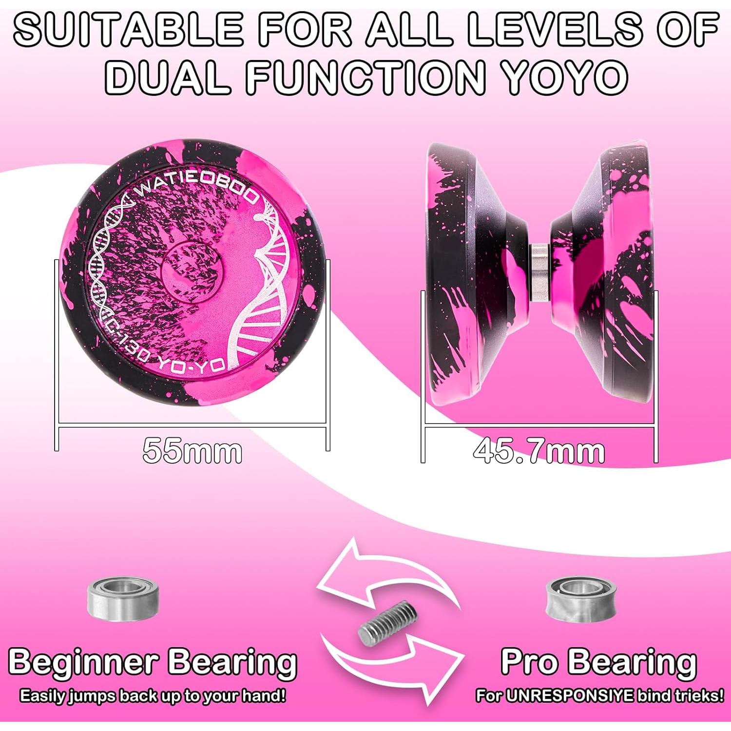 Yo-Yo Profesional WATIEOBOO para Niños y Adultos - Negro Rosa