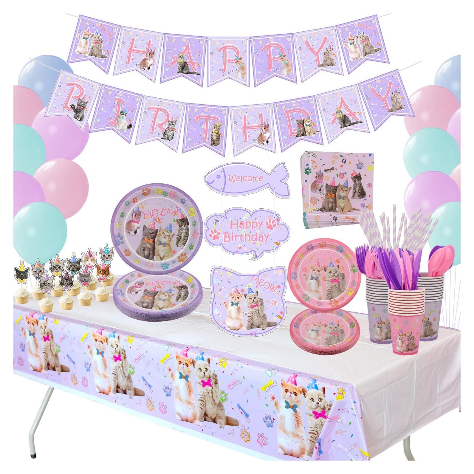 Juego de Suministros para Fiesta de Cumpleaños de Gato - 20 Invitados