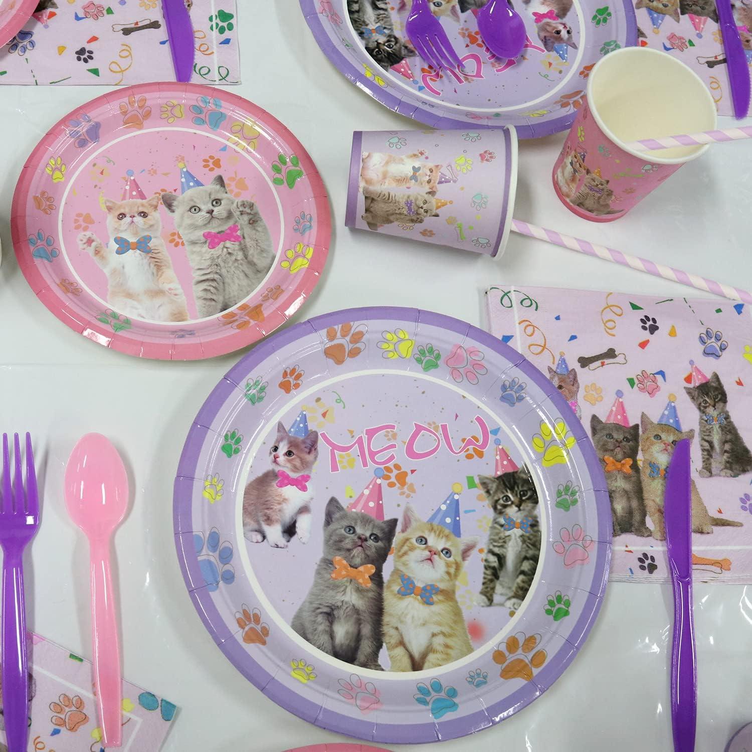 Juego de Suministros para Fiesta de Cumpleaños de Gato - 20 Invitados