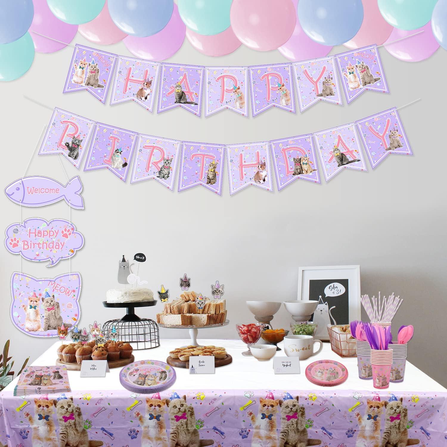 Juego de Suministros para Fiesta de Cumpleaños de Gato - 20 Invitados