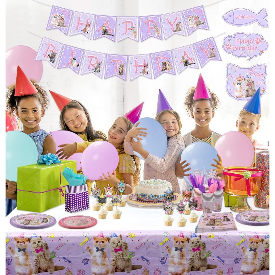 Juego de Suministros para Fiesta de Cumpleaños de Gato - 20 Invitados