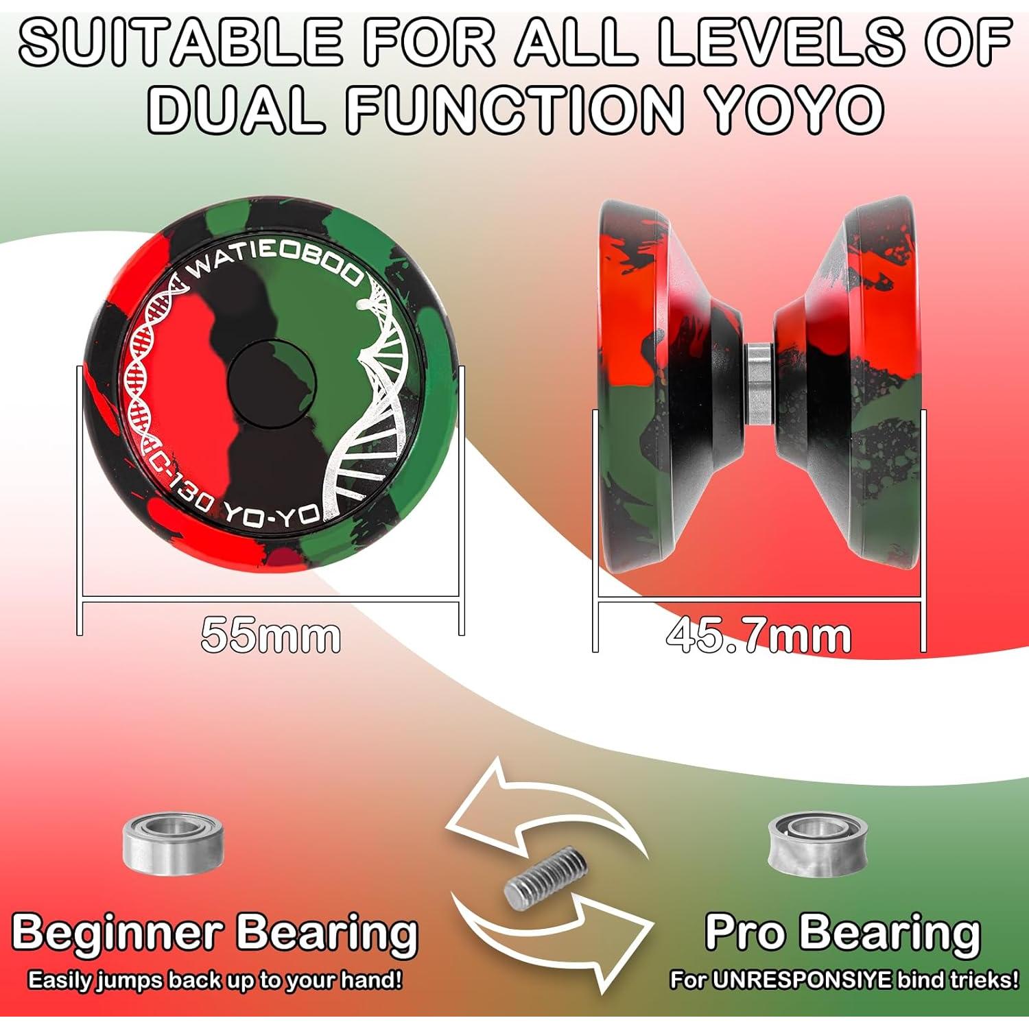 Yoyo Profesional WATIEOBOO para Niños y Adultos - Negro Verde Rojo