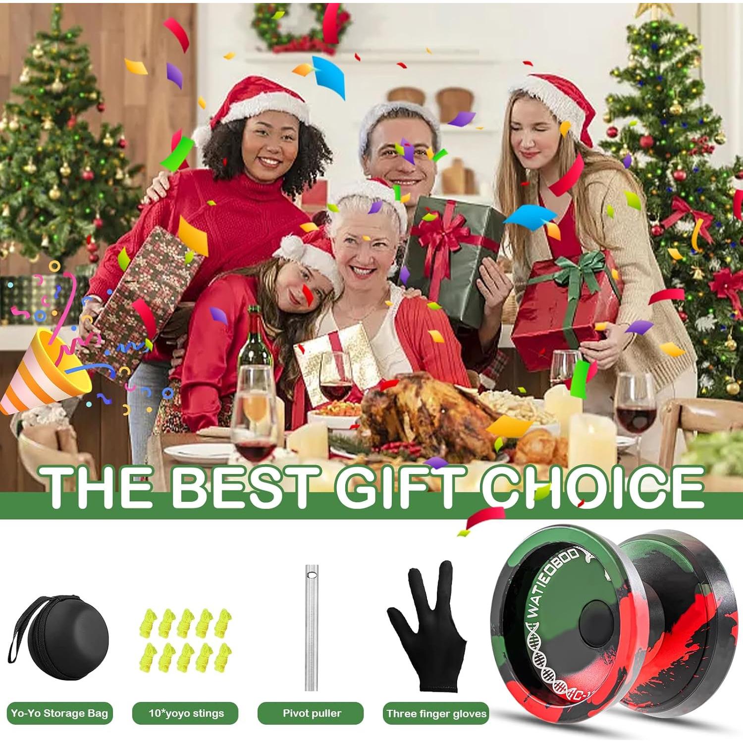 Yoyo Profesional WATIEOBOO para Niños y Adultos - Negro Verde Rojo