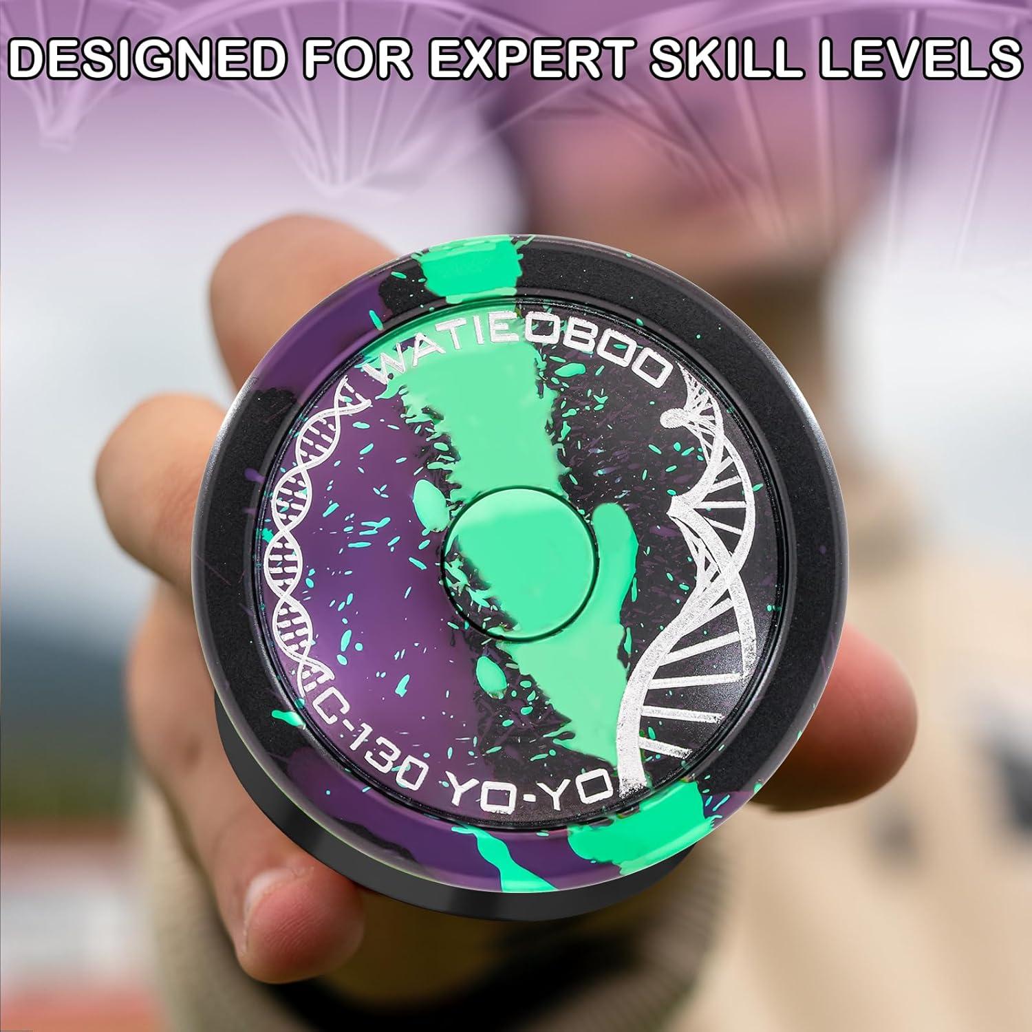 Yoyo Profesional WATIEOBOO para Niños y Adultos - Negro Verde Púrpura
