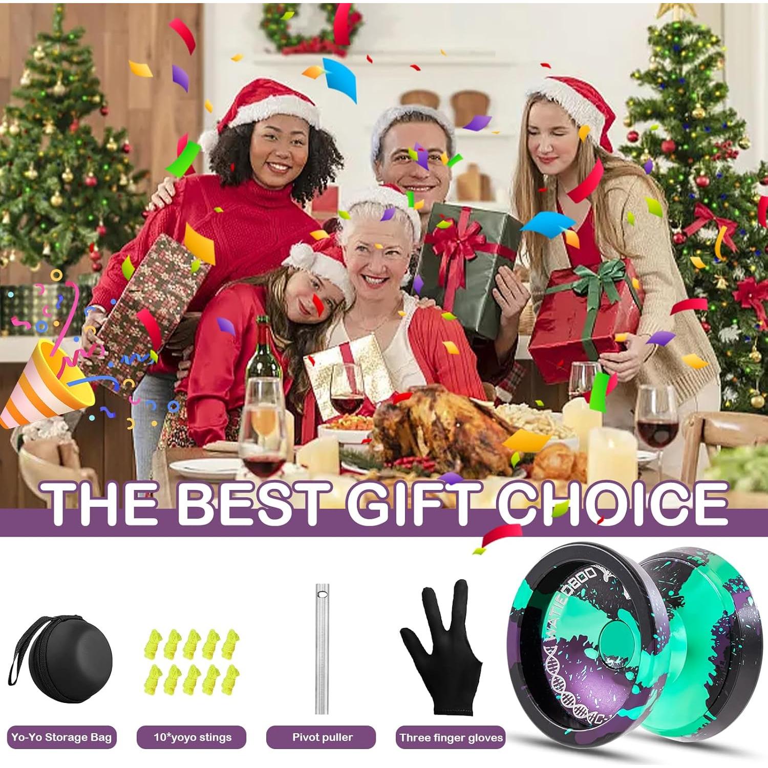 Yoyo Profesional WATIEOBOO para Niños y Adultos - Negro Verde Púrpura