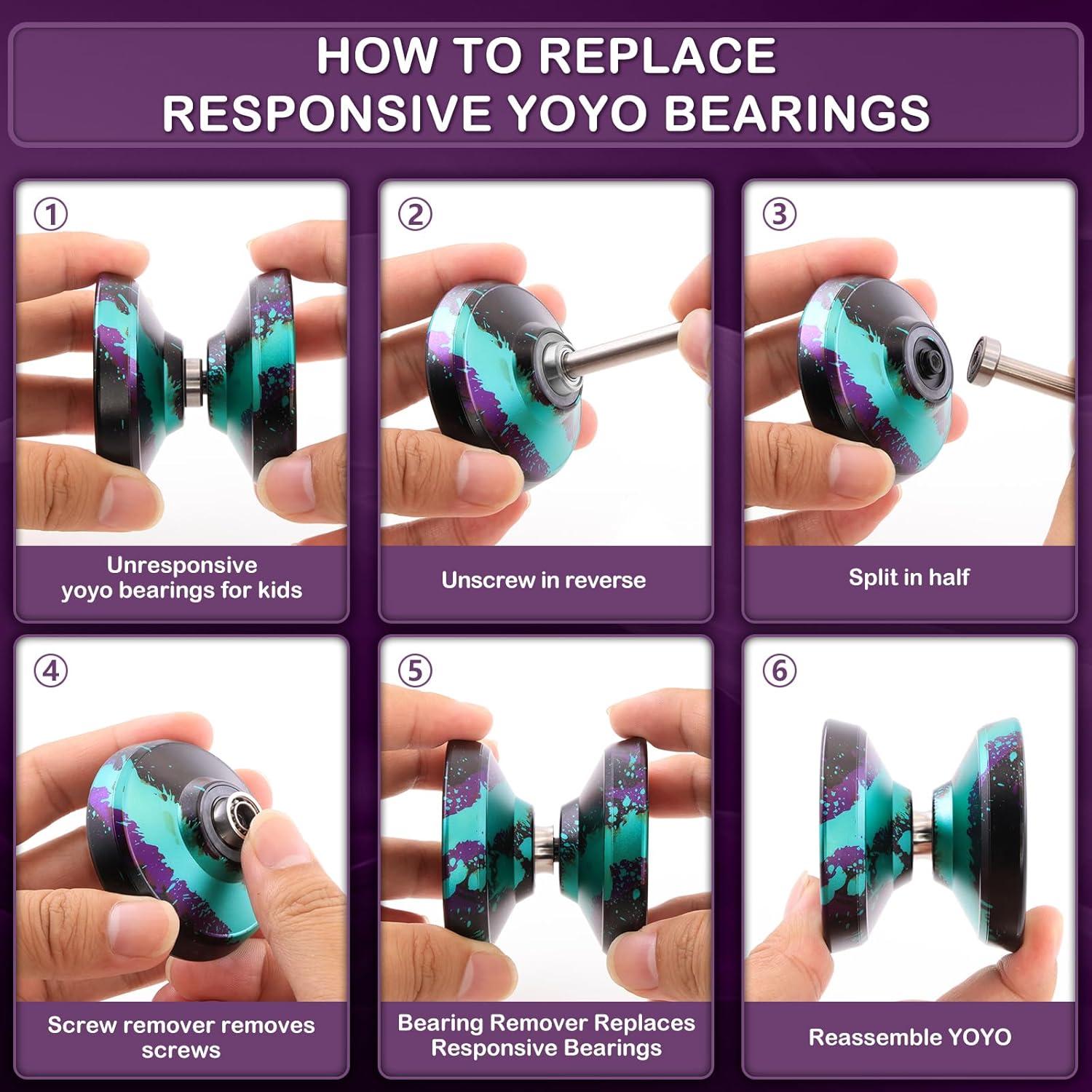 Yoyo Profesional WATIEOBOO para Niños y Adultos - Negro Verde Púrpura