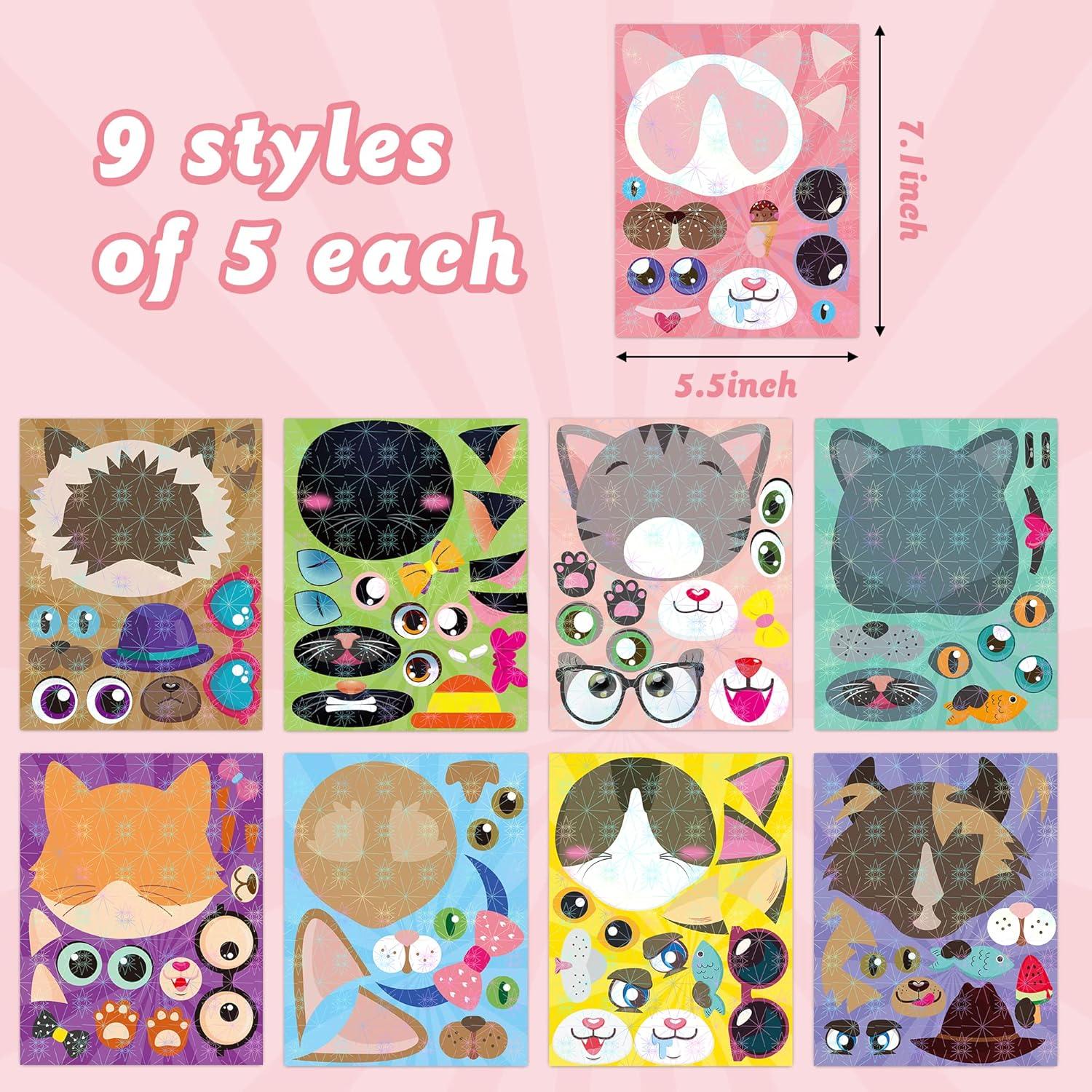 Stickers Holográficos de Gatos HubirdSall - 45 Piezas